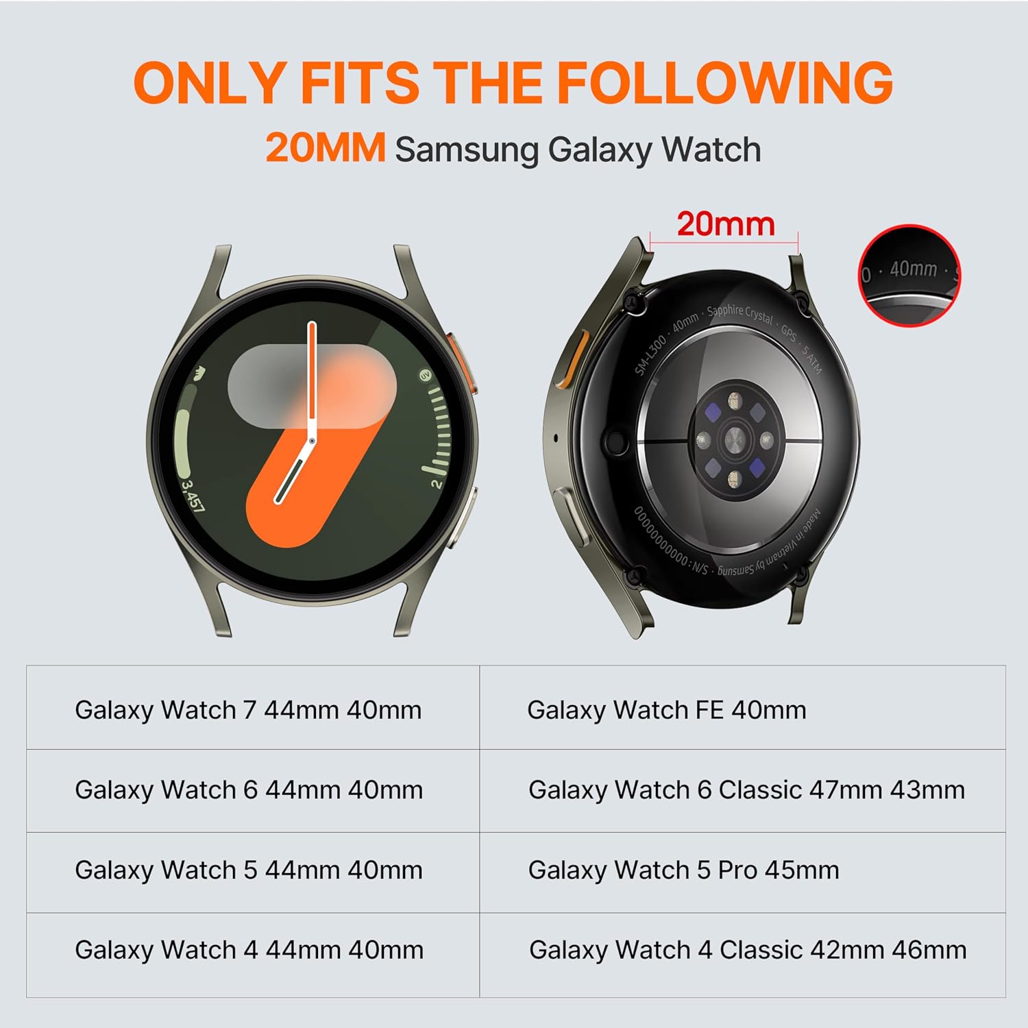 Detalle de Bandletic Magnetic Strap for Samsung Galaxy Watch 7/6/5/4 (44mm/40mm/Classic sizes) – Soft thin silicone replacement