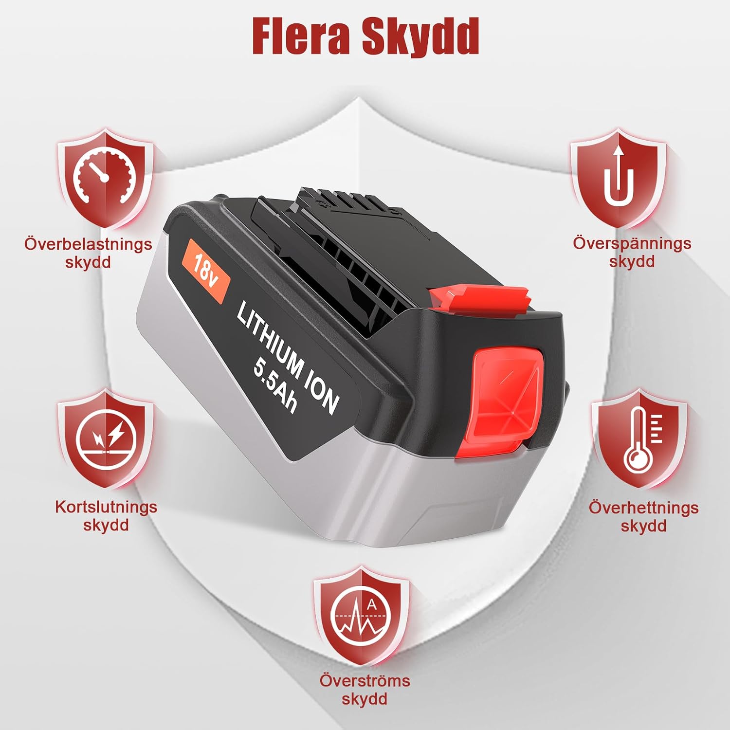 Detalle 2 de JYJZPB BL4018 ersättningsbatteri för BLACK+DECKER 18 V, 5,5 Ah litiumjon