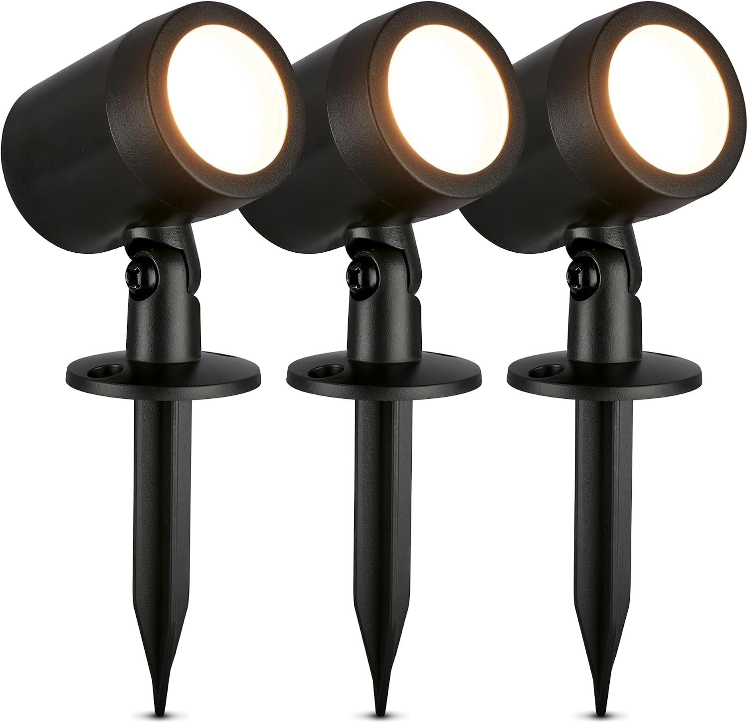 Detalle de Briloner set di 3 faretti LED da esterno con spina (IP54) luce bianco caldo 3000K, con picchetti e trasformatore