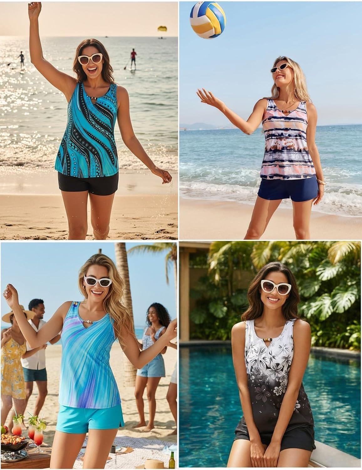 Detalle de Hanna Nikole Tankini femme – ensemble deux pièces, haut push-up et short de sport