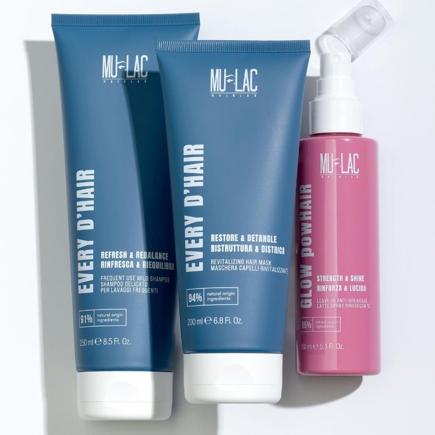 Detalle 2 de MULAC Glow Powhair Latte Spray Rinforzante Leave-in Anti-Breakage a pH acido, senza risciacquo (150 ml)