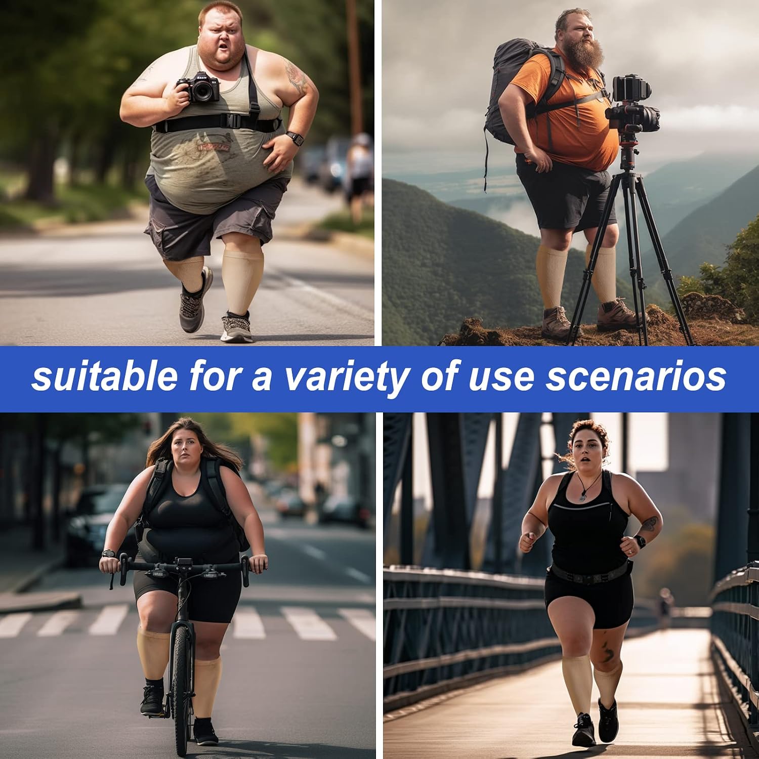 Thumbnail 6 de PUTUO Plus Size Compression Socks: 20-30 mmHg graduated support for travel, work and sport