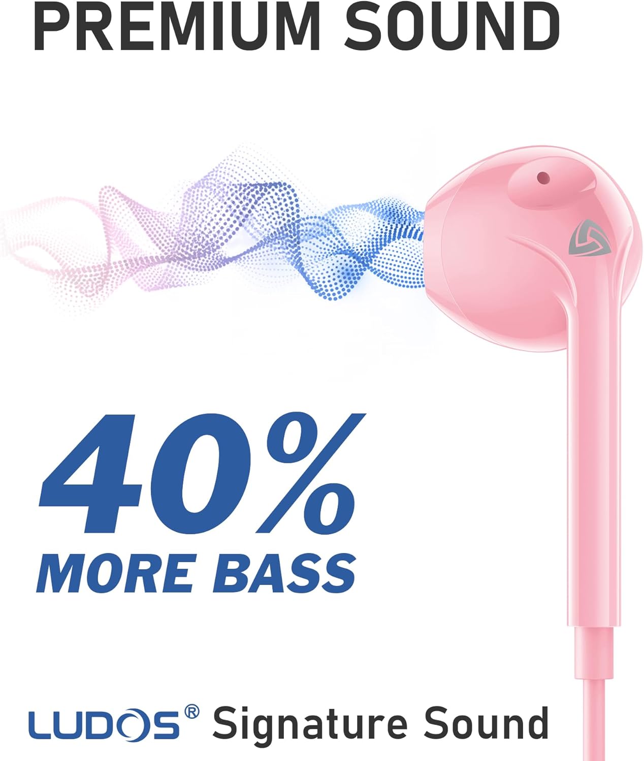Thumbnail 2 de Ludos Zenith In-Ear-Kopfhörer mit Kabel und Mikrofon (3,5-mm-Klinke) – rosa
