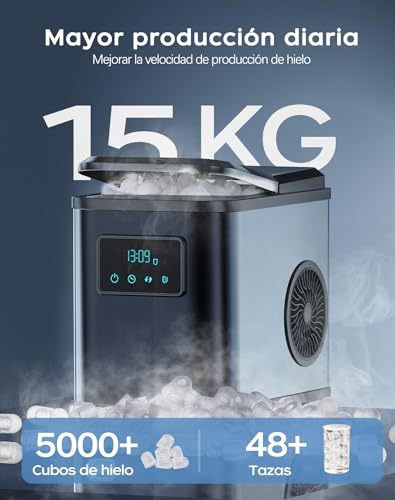 Thumbnail 7 de KeeGone Máquina de Cubitos de Hielo en Acero Inoxidable con Pantalla LED, 2 Tamaños y Limpieza Automática