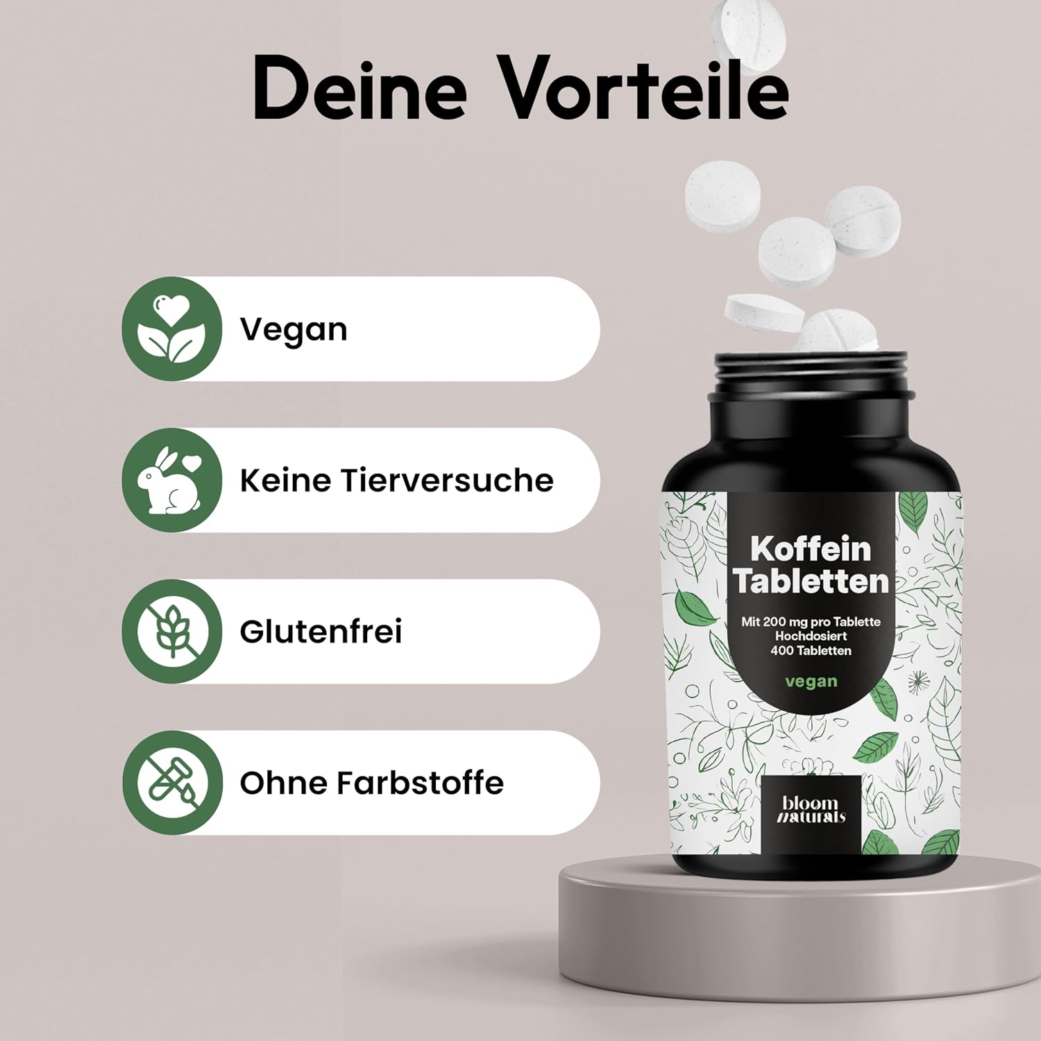 Detalle 2 de Koffeintabletten hochdosiert 400 Tbl 200 mg
