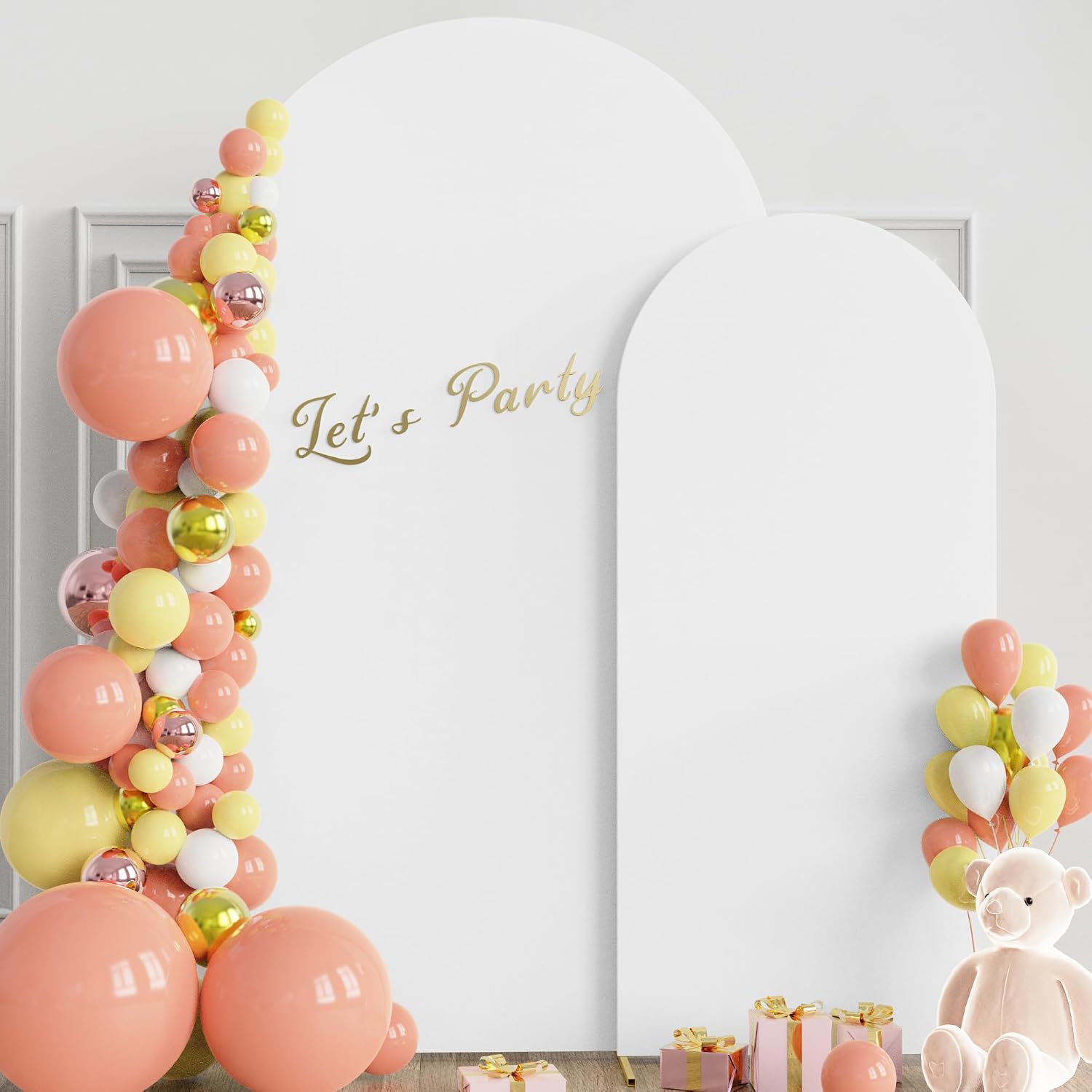 Thumbnail 2 de Wokceer Wedding Arch Backdrop Stand & Cover Set (2 Metal Arches with White Arch Covers)
