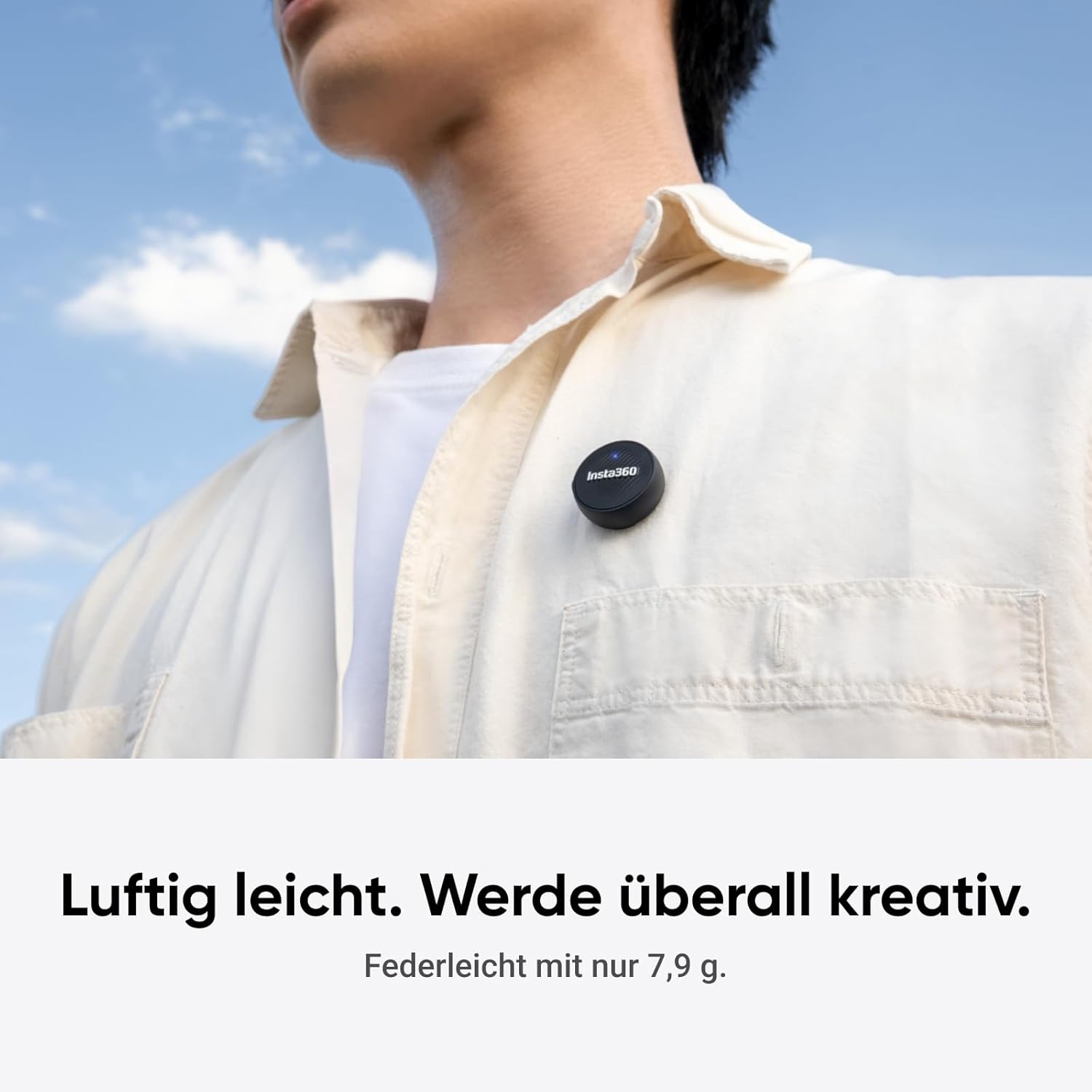 Thumbnail 1 de Insta360 Mic Air (1 TX + 1 RX): Drahtloses Mikrofon mit Rauschunterdrückung und 300 m Reichweite