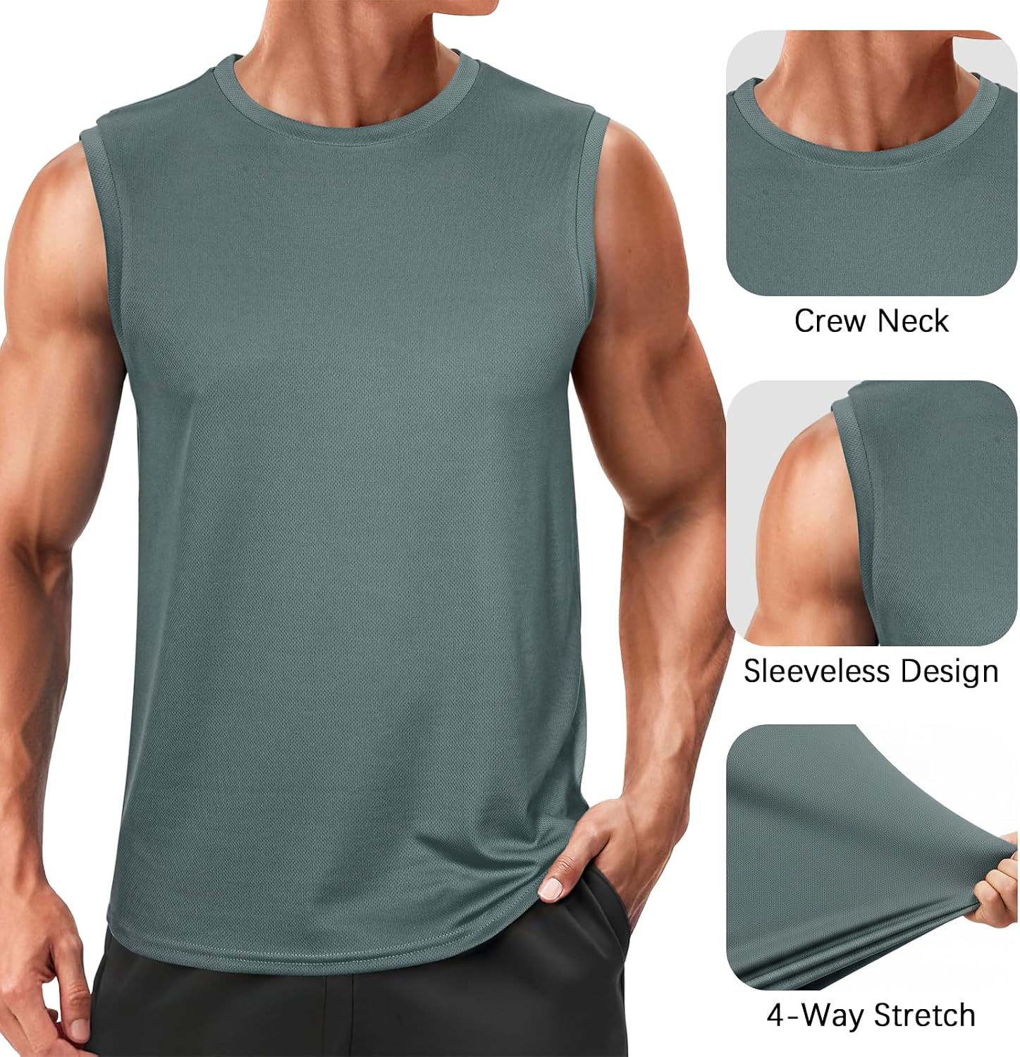 Detalle de Wayleb Canotta Uomo Traspirante Senza Maniche: Comfort, Versatilità e Performance per Allenamento e Outdoor