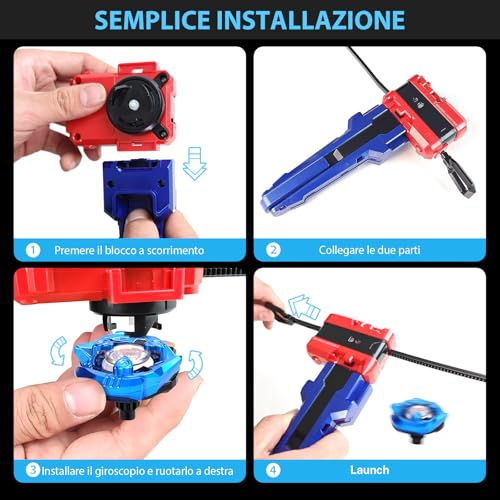 Detalle de DEZAWRTY X set da battaglia per trottole a scatola – Battle Spinner in confezione completa