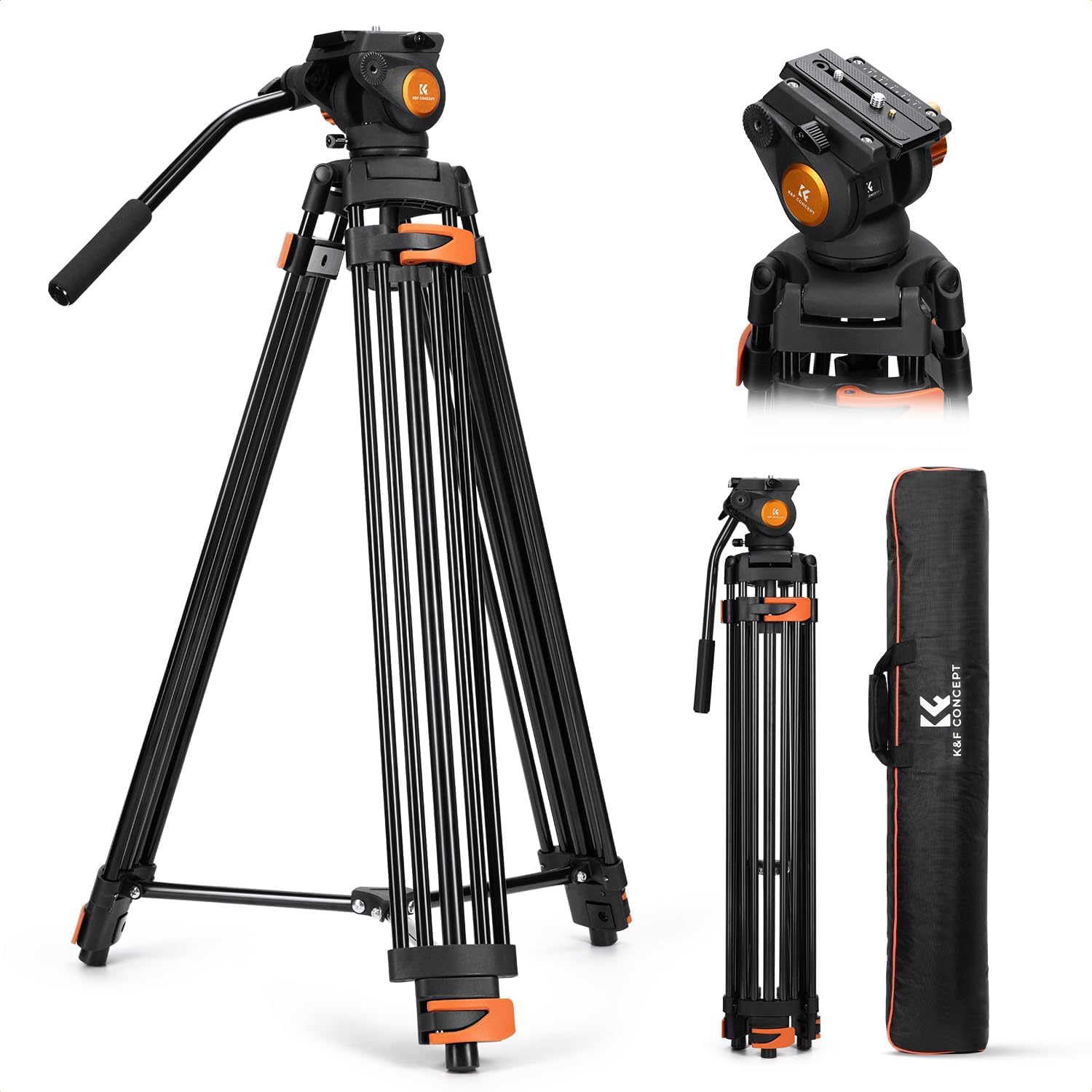 Detalle de K&F CONCEPT VA3+BV70 – statyw wideo 202 cm z głowicą fluidową