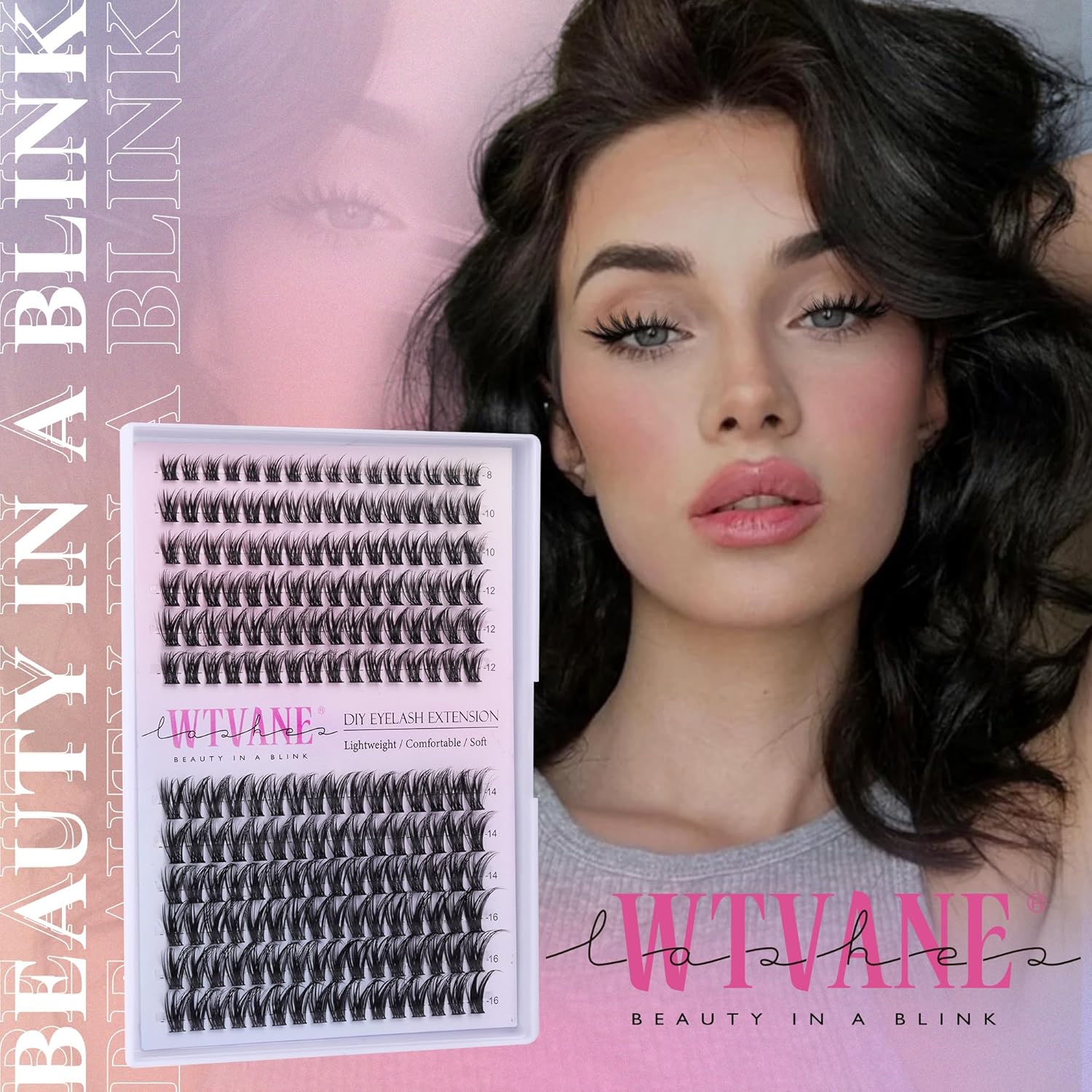 Detalle de Fairy Lash Clusters Kit Wispy Eyelash Clusters DIY 8-16mm — 192pcs with Bond, Seal & Tweezers