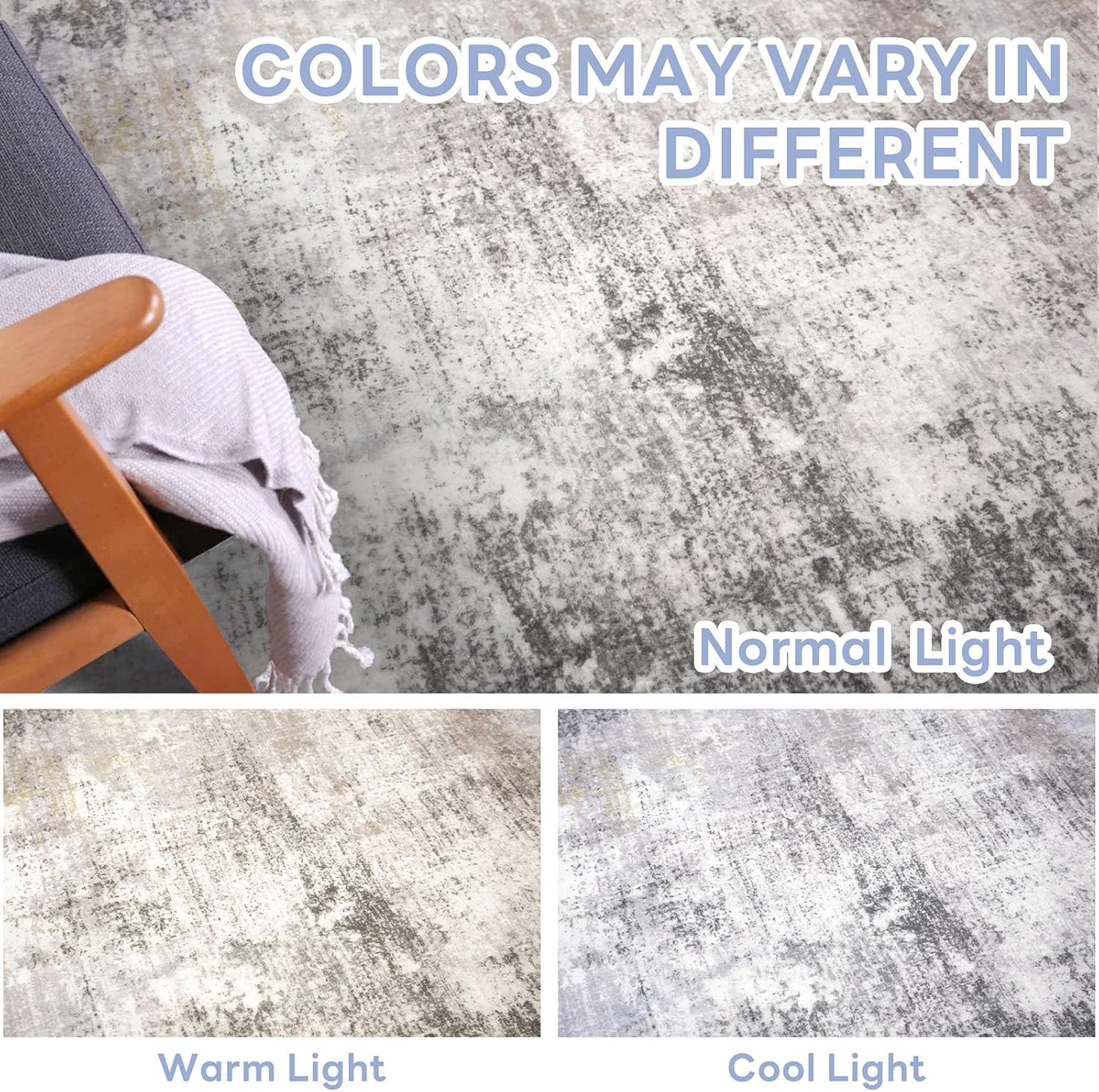Thumbnail 4 de IOHOUZE Abstract Runner Rug 3x12 Ft — Washable, Non-Slip Hallway Runner in Grey/Beige