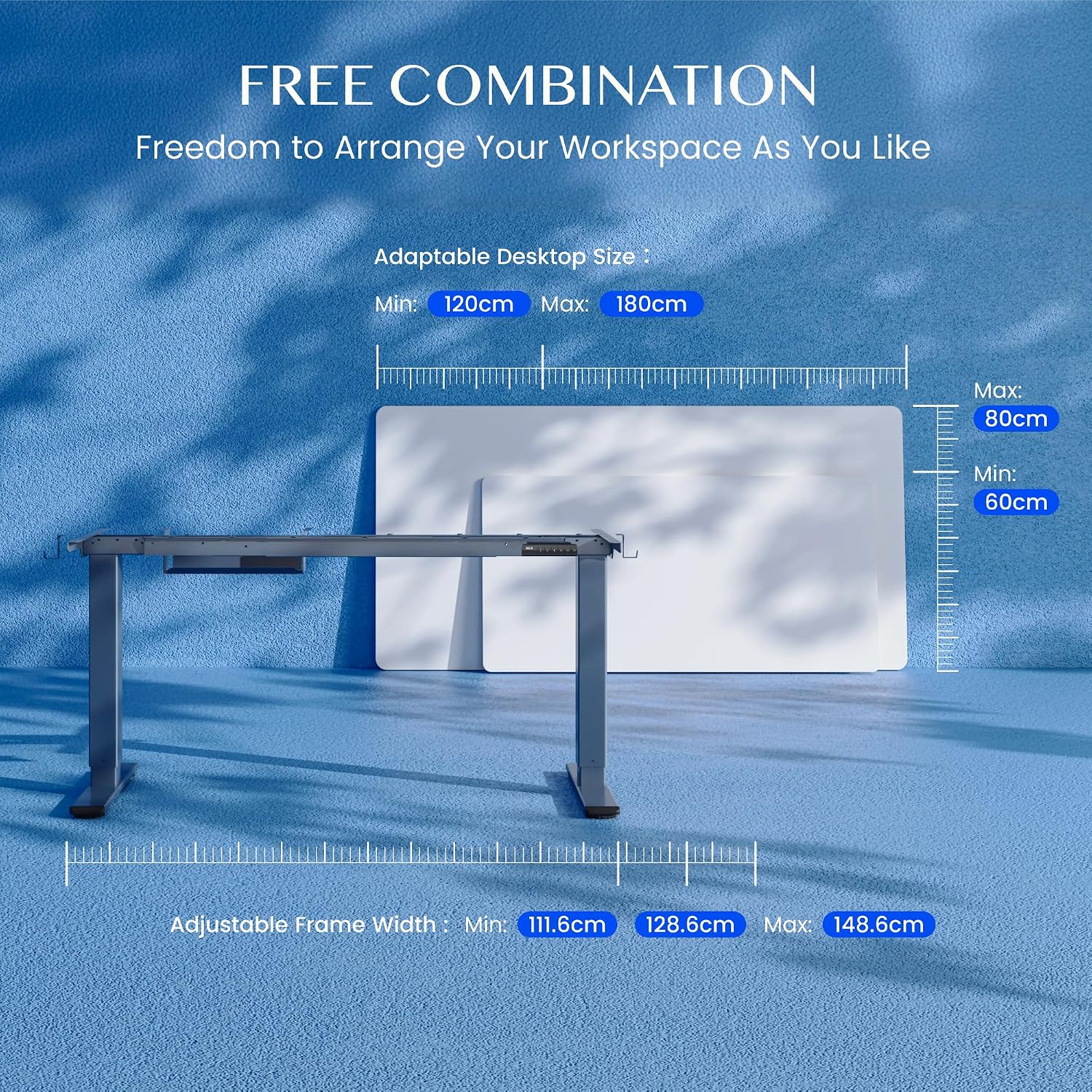 Thumbnail 6 de FlexiSpot E1 Pro Standing Desk Frame, Dual Motors, LED Display, Sierra Blue
