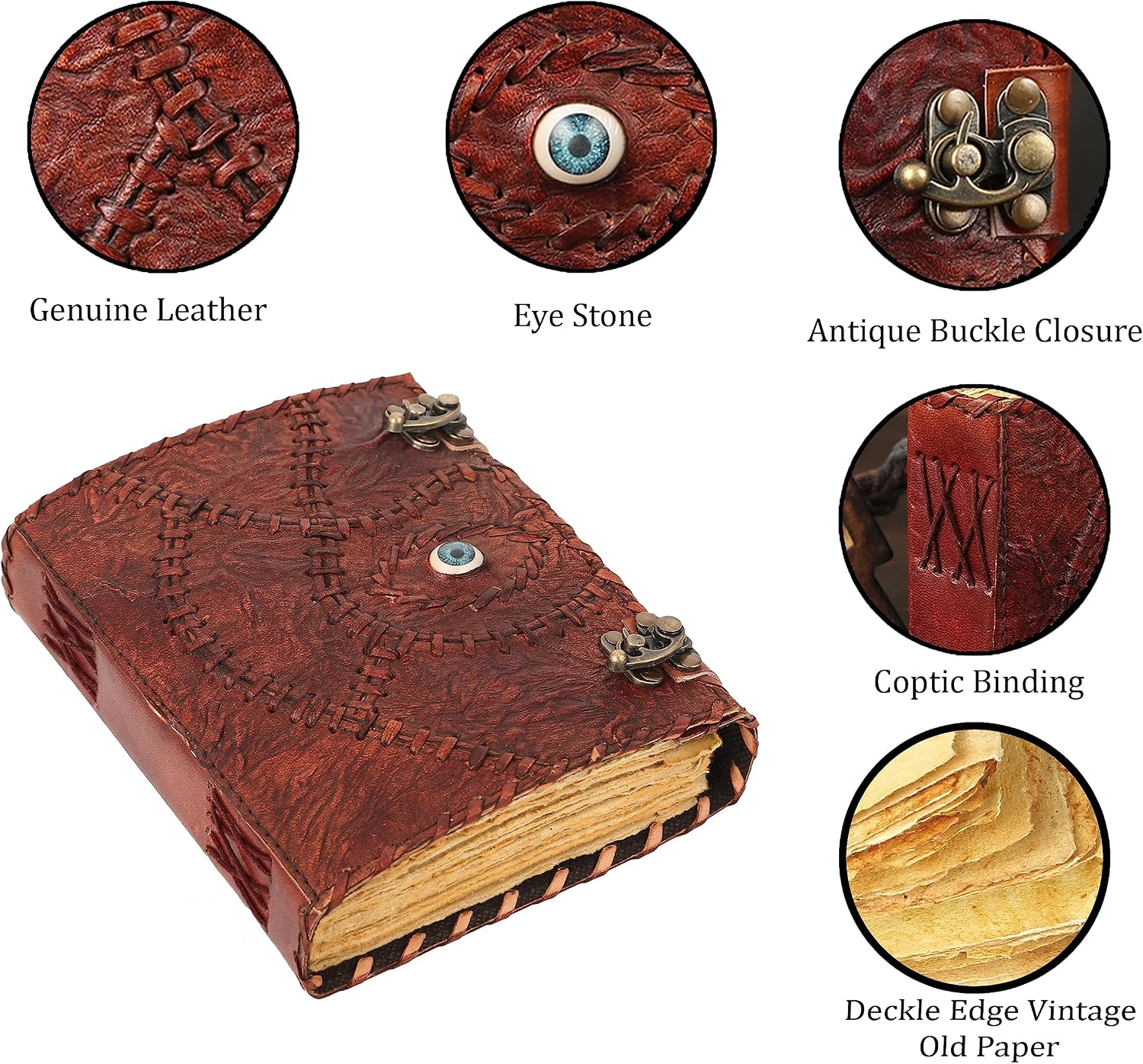 Detalle 2 de ULCH Hocus Pocus Spell Book, 8 x 6-Inch Leather Cover with Lock