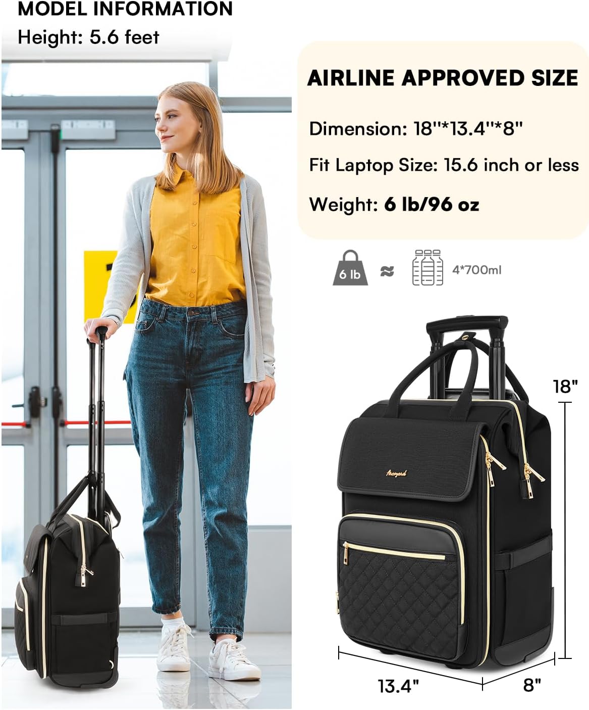 Detalle de Arcoyard Rolling Backpack 18" for Travel