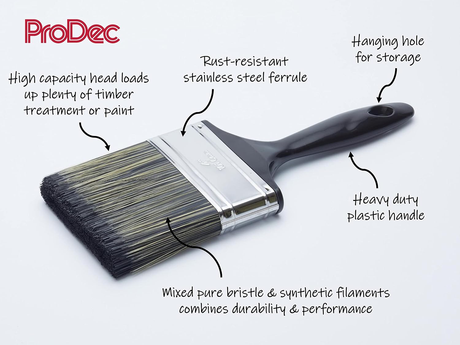 Thumbnail 1 de ProDec 4 inch Shed and Fence Brush (100mm) for Woodstains, Timber Treatments & Varnishes