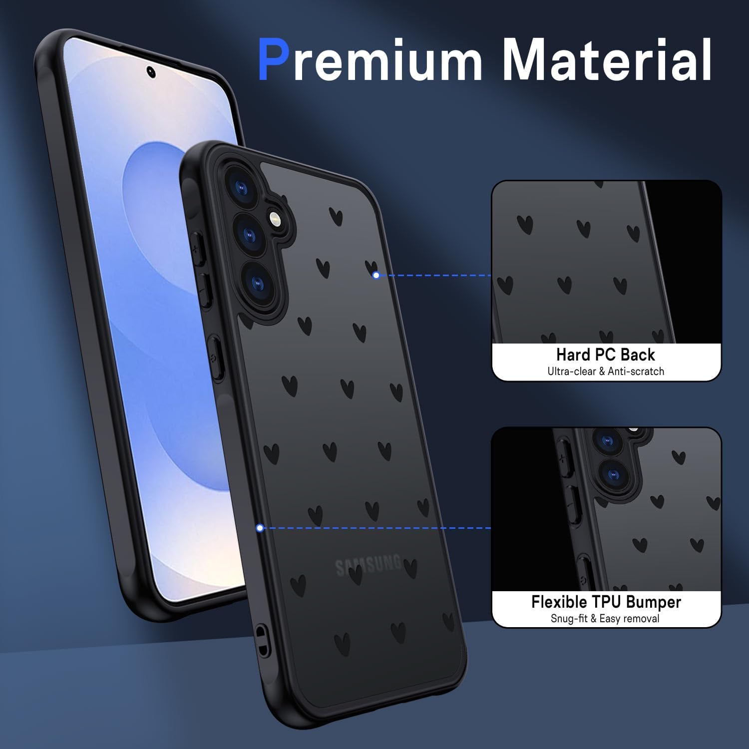 Detalle 2 de TUUTPU Coque translucide pour Samsung Galaxy S25 5G – Motif Cœur Minimaliste et Protection Antichoc en TPU/PC