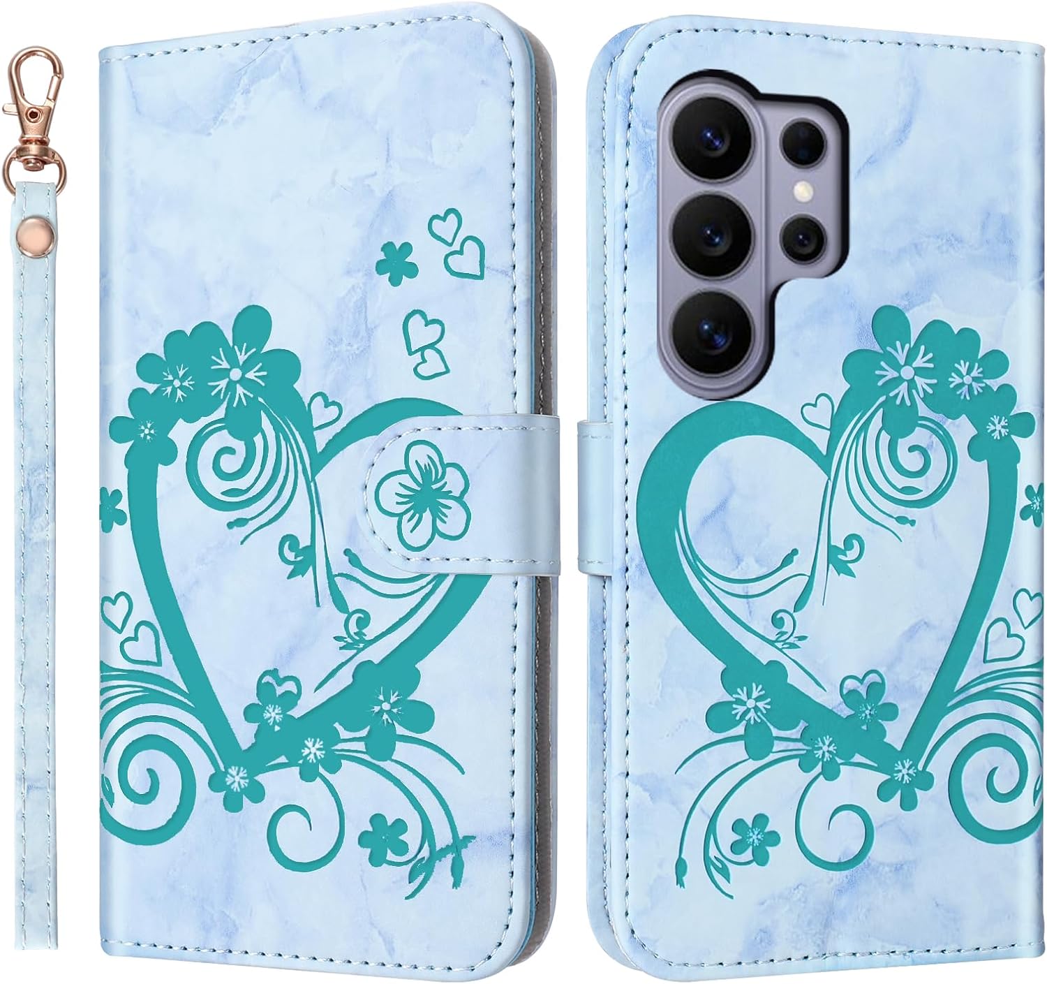 Detalle 2 de CASAFUNY Flip-Case für Samsung Galaxy S26 Ultra 5G – grün, PU-Leder Brieftasche Hülle mit Kartenfach und Ständer