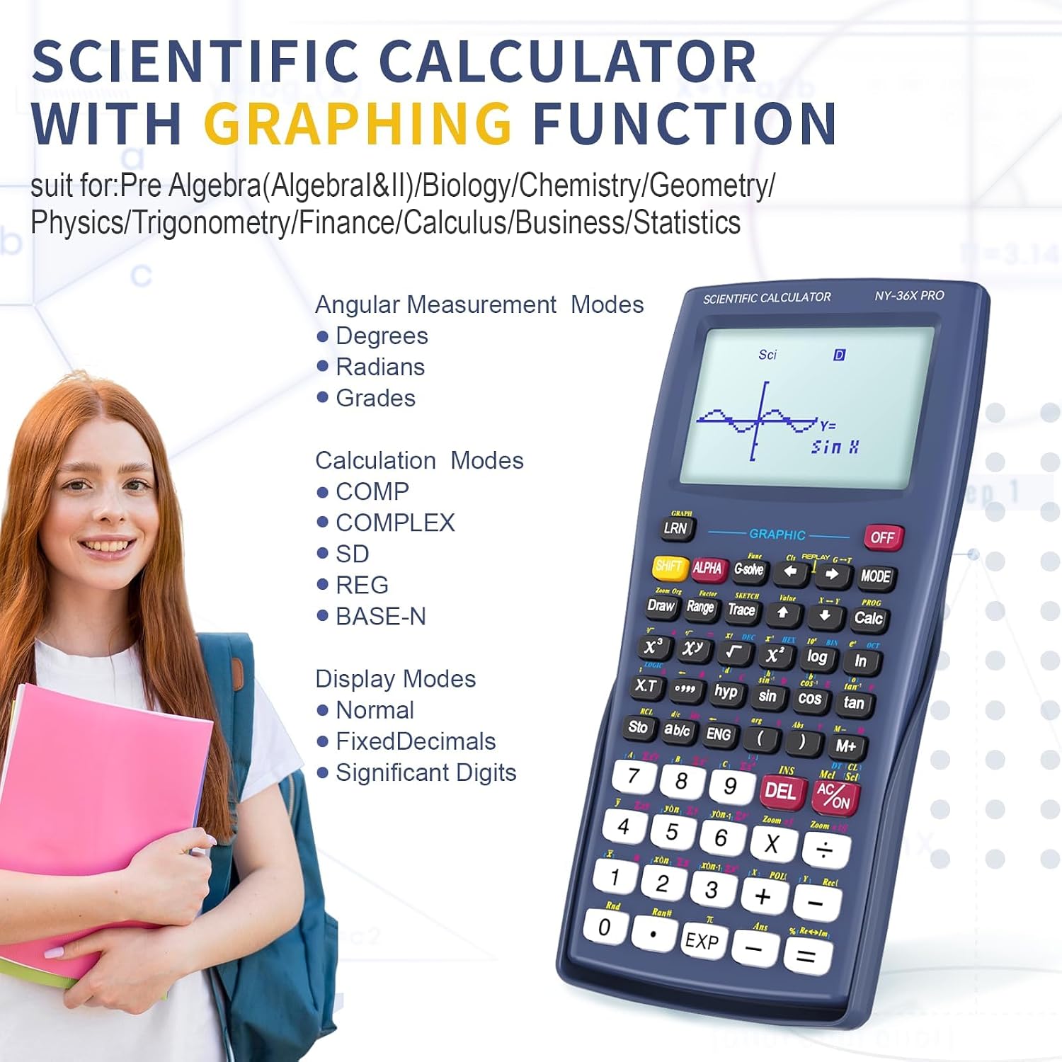 Detalle de NEWYES Calcolatrice Scientifica Grafica con Funzioni Grafiche: ideale per insegnanti e studenti
