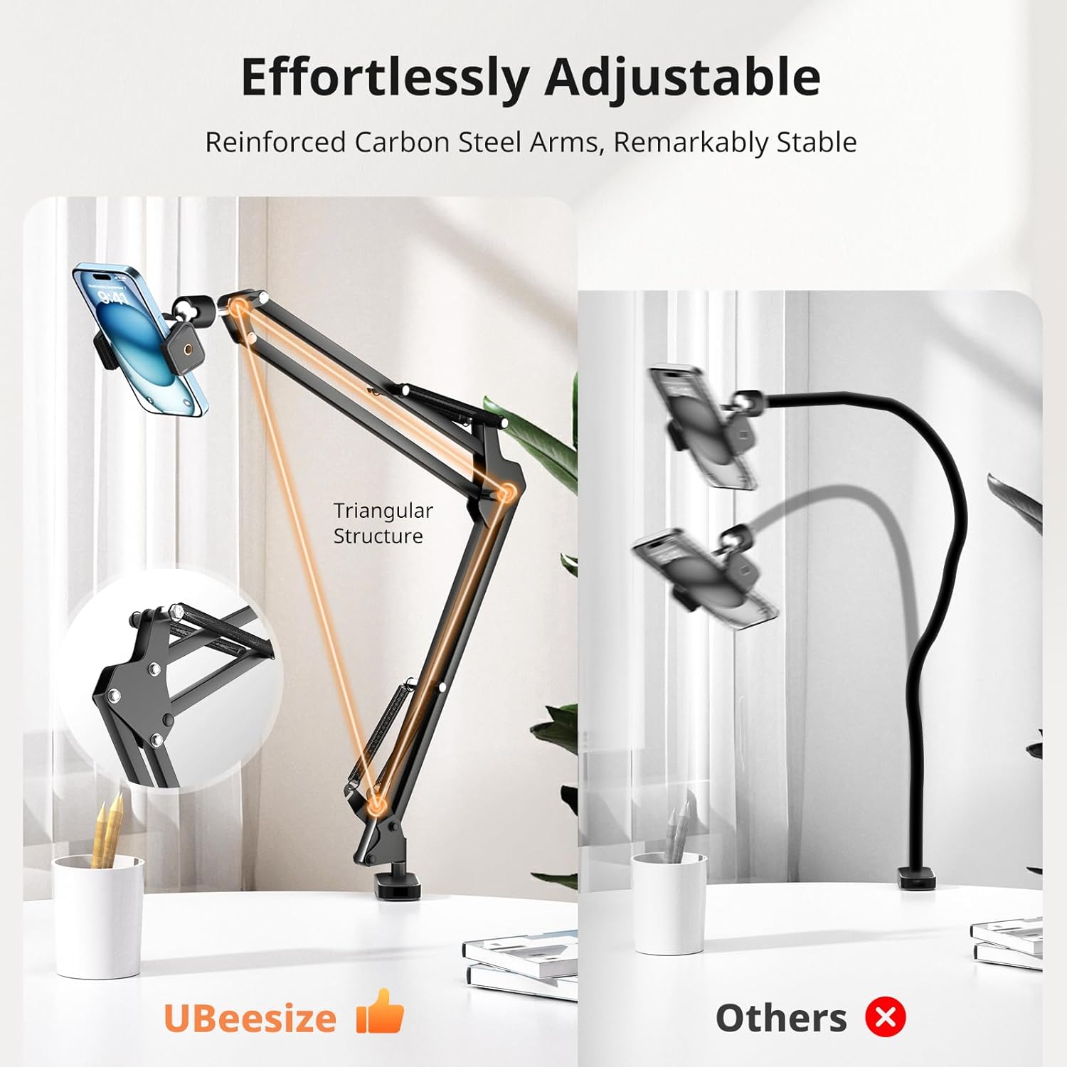 Thumbnail 3 de UBeesize Overhead-Stativ fürs Handy mit flexiblem Gelenkarm und Tischklemme