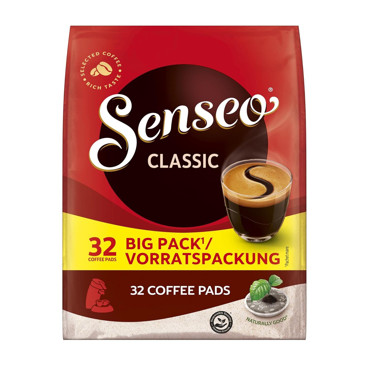 Detalle de Senseo Pads Classic Vorratspackung 5 x 32 Pads – 160 Kaffeepads