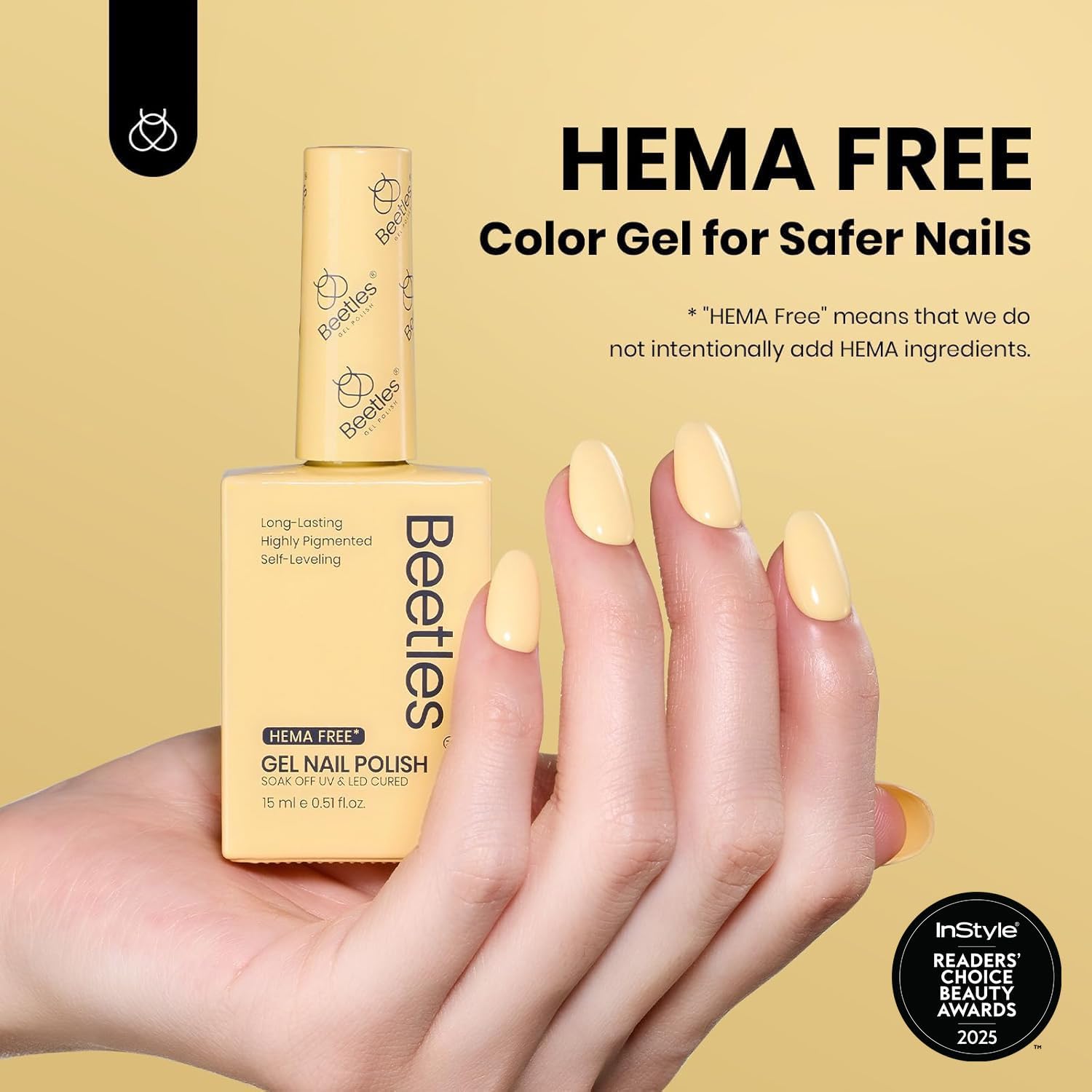 Thumbnail 1 de Beetles pastellgelber Gel-Nagellack (15 ml) für UV-/LED, Butter Time – hellgelb