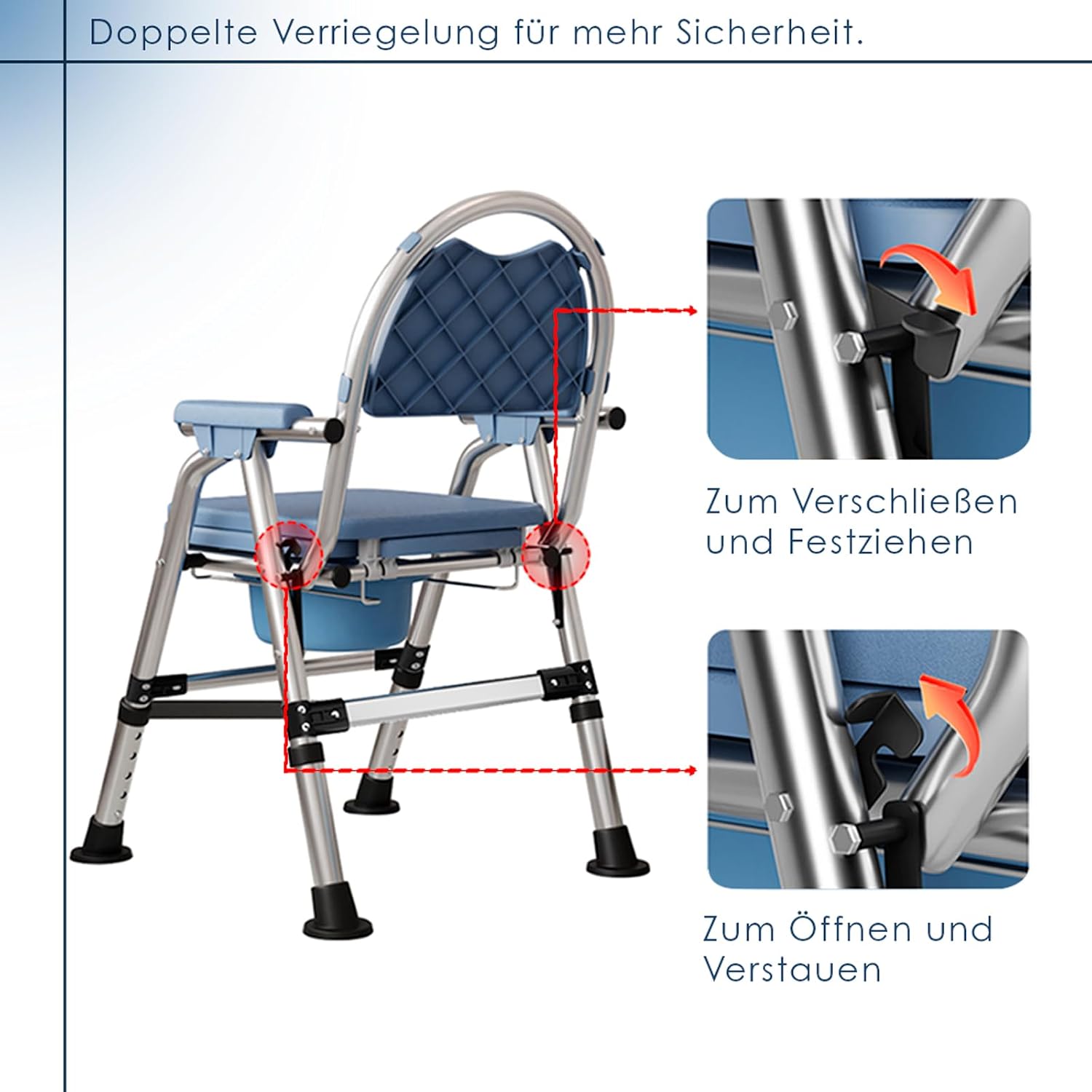Thumbnail 6 de Toilettenstuhl für Senioren 200 kg klappbar