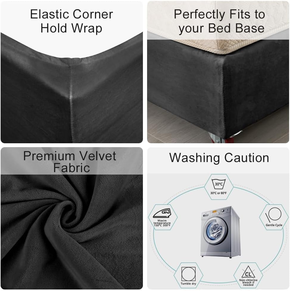 Detalle de DUJUIKE mantovana in velluto riccio per divano letto, coprigiroletto elasticizzato (larghezza letto singolo 90–100 cm) – nero