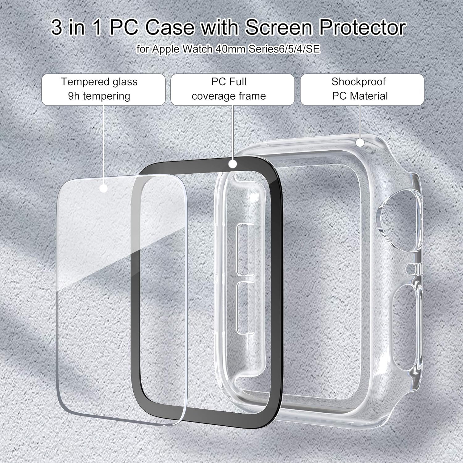 Detalle 2 de Tuocal 2 Pack Hard PC Case for 45mm iWatch