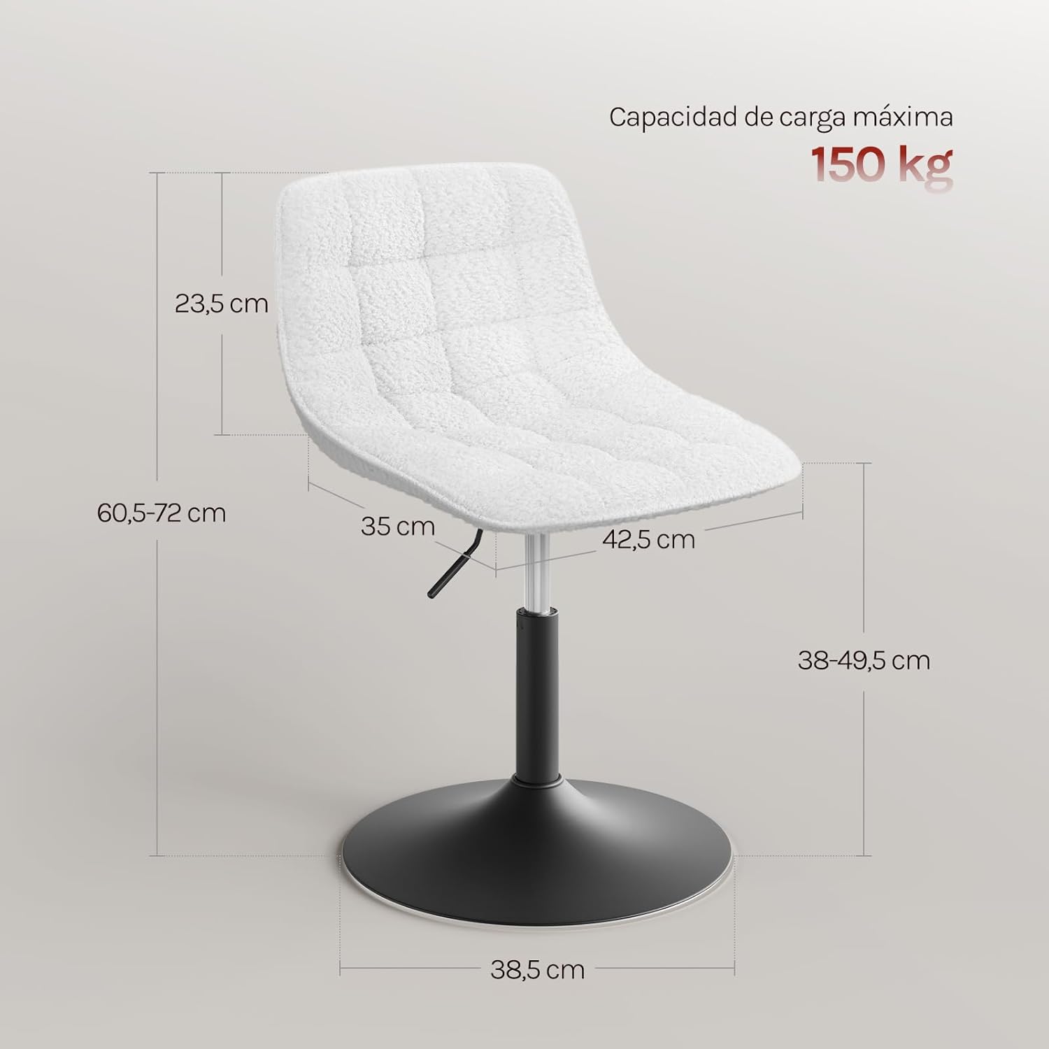 Detalle de WOLTU BH408ws-1 Taburete tocador altura ajustable