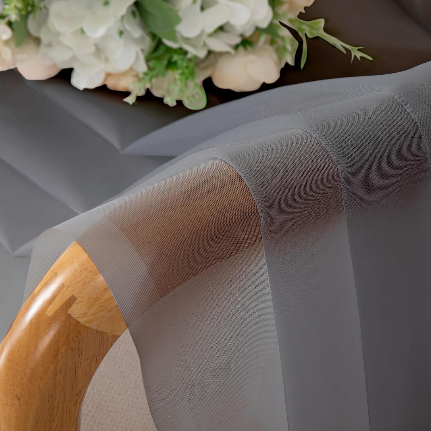 Thumbnail 6 de Simplebrand Grey Sheer Curtains for Living Room – 150cm W x 183cm L, 2-Pane Light Filtering Voile Drapes