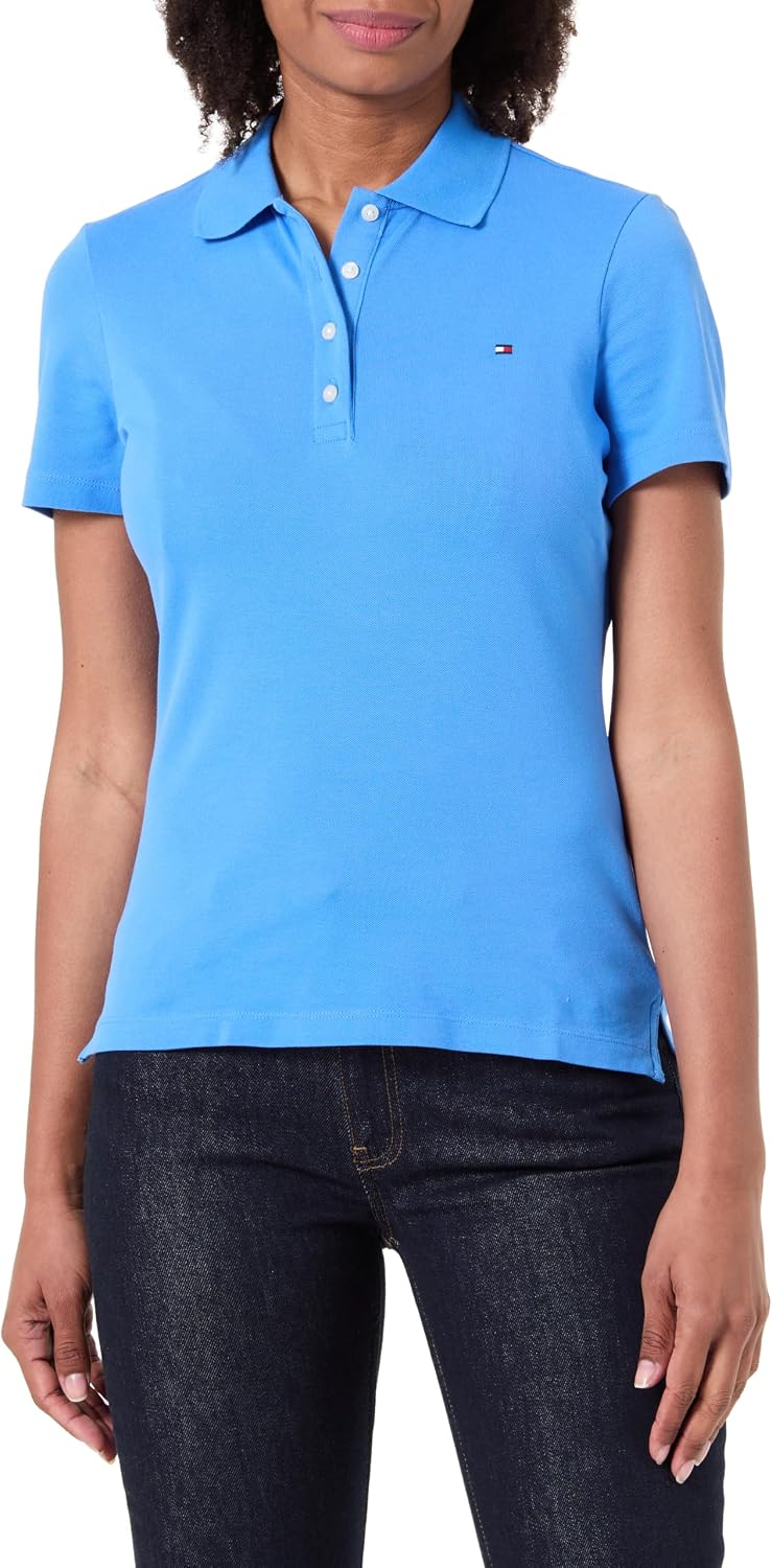 Detalle de Tommy Hilfiger Women’s S/S Polo en coton piqué extensible (Collection 1985)