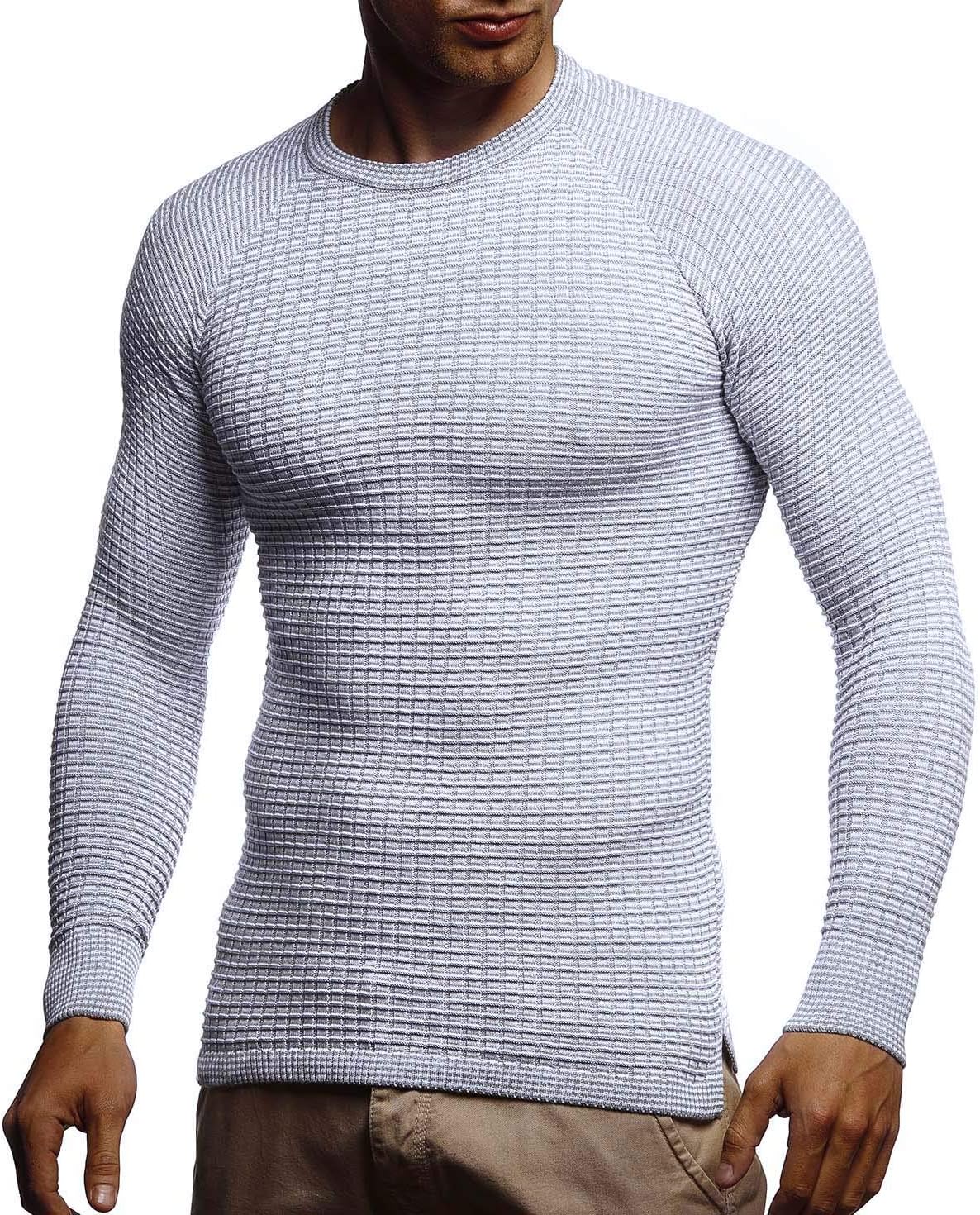 Detalle 2 de Leif Nelson LN20746 – Pull tricot col rond, coupe slim, maille fine
