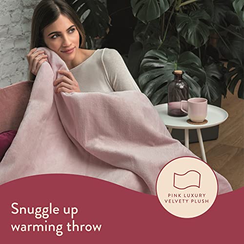 Detalle de Dreamland Snuggle Up Electric Throw in Dusky Pink