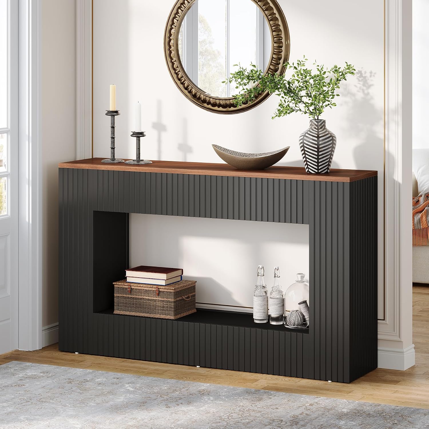 Detalle de Tribesigns J0313 Modern Console Table, 55-Inch, Two-Tier Storage