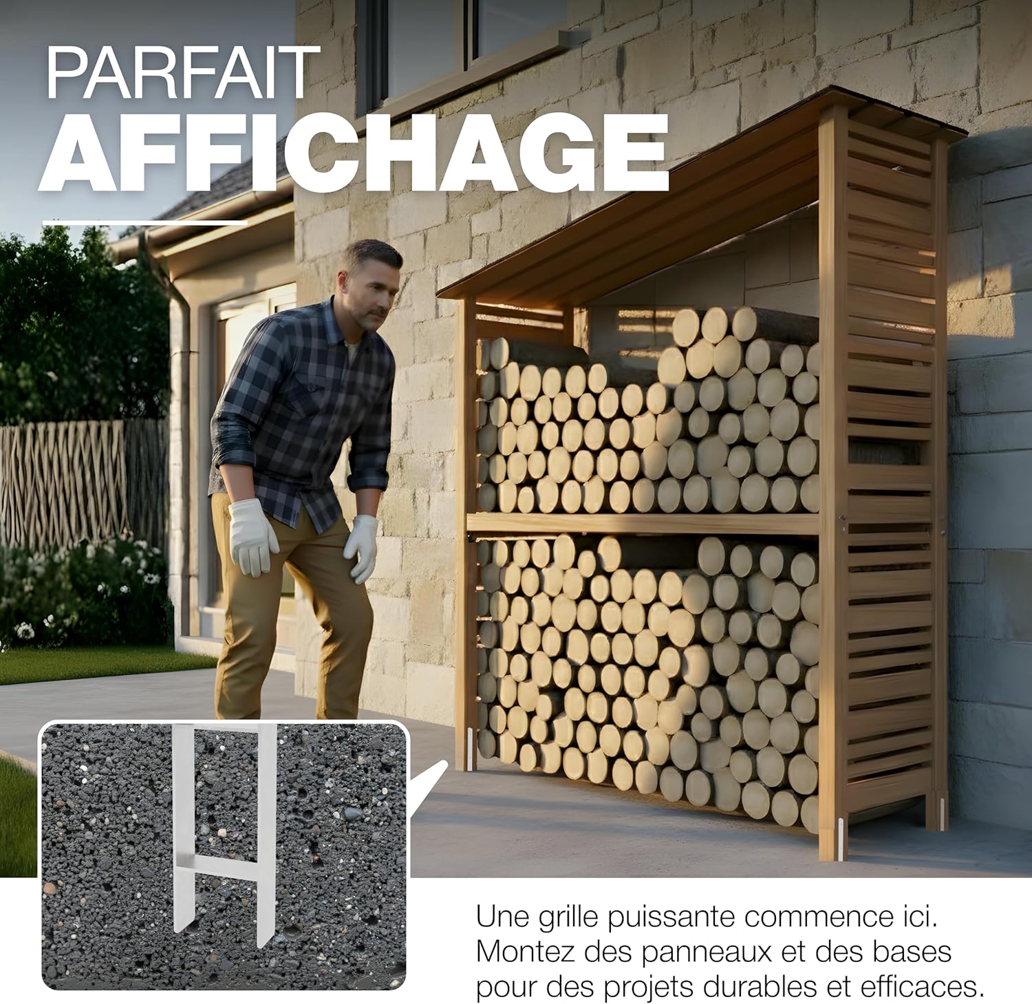 Thumbnail 4 de GeZu Impex Support de poteau en H galvanisé à chaud – Lot de 4, 91 x 400 mm