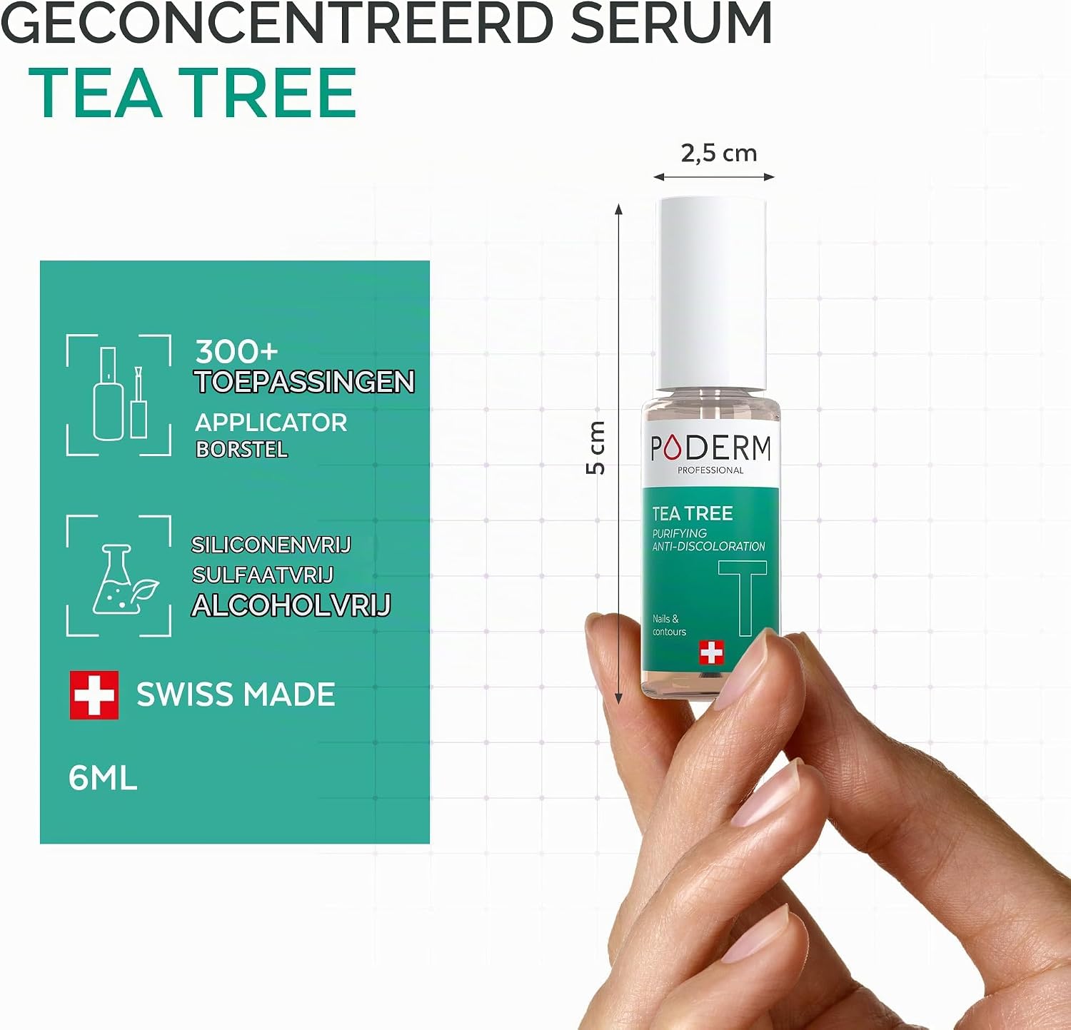 Detalle 2 de PODERM 5 in 1 Nail Booster-serum met tea tree, 6 ml