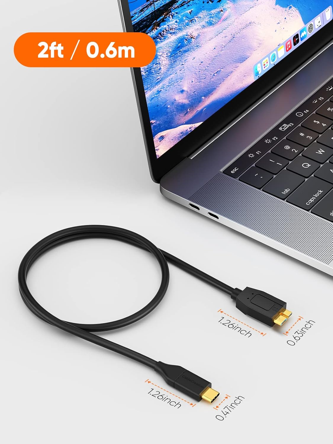 Thumbnail 2 de CableCreation USB C to Micro B Short Cable 2FT: 10Gbps USB 3.1 Gen 2 for External Drives and More