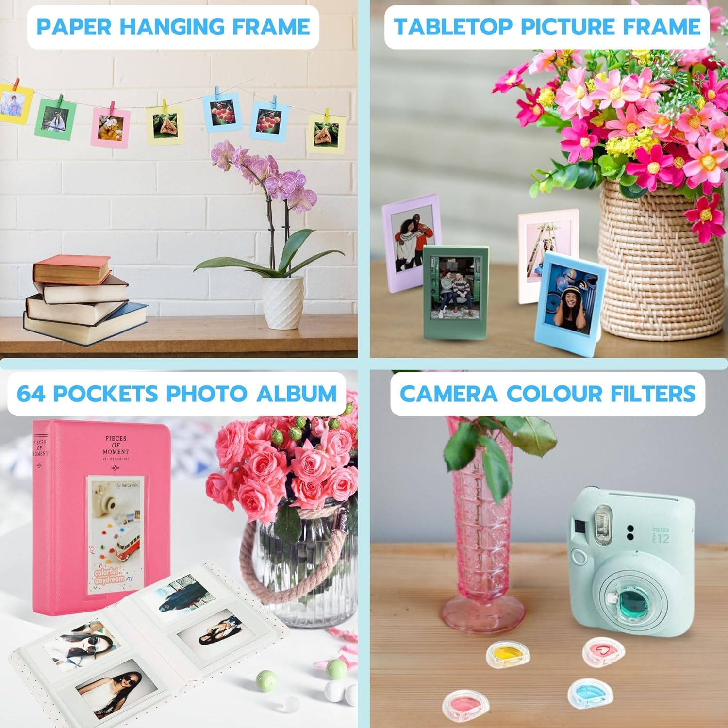 Thumbnail 2 de Clikoze Instant Camera Accessories Bundle for Fujifilm Instax Mini 12 (Pastel Blue)