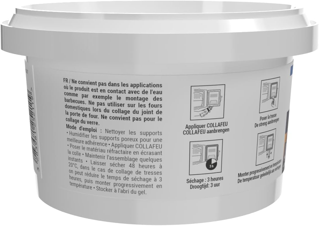 Thumbnail 2 de GEB 125211 Collafeu Colla Réfractaire Pot 300 g Clair – Fixation durable pour surfaces chaudes