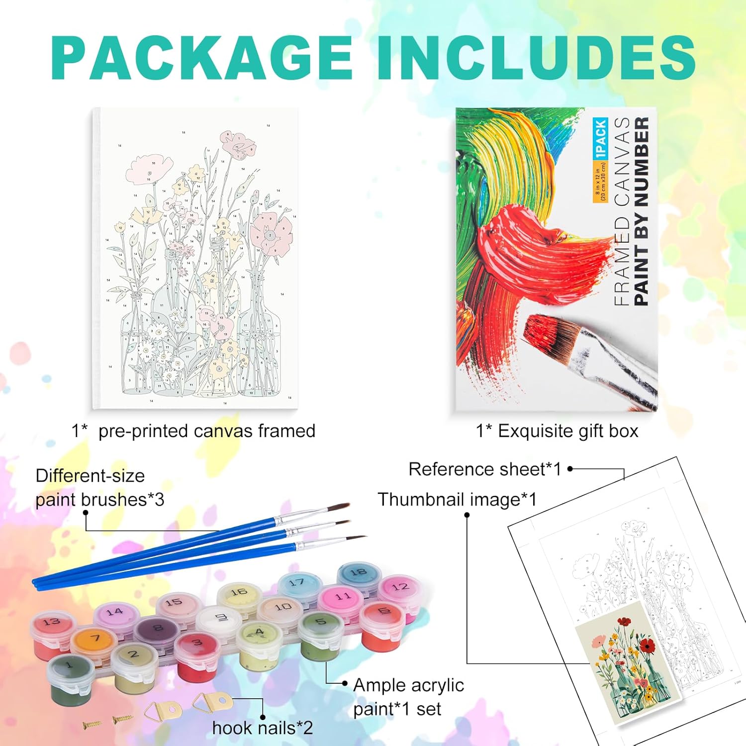 Detalle de GEEHEIY Paint by Numbers for Adults with Frame – Flowers (8 x 12 inch)