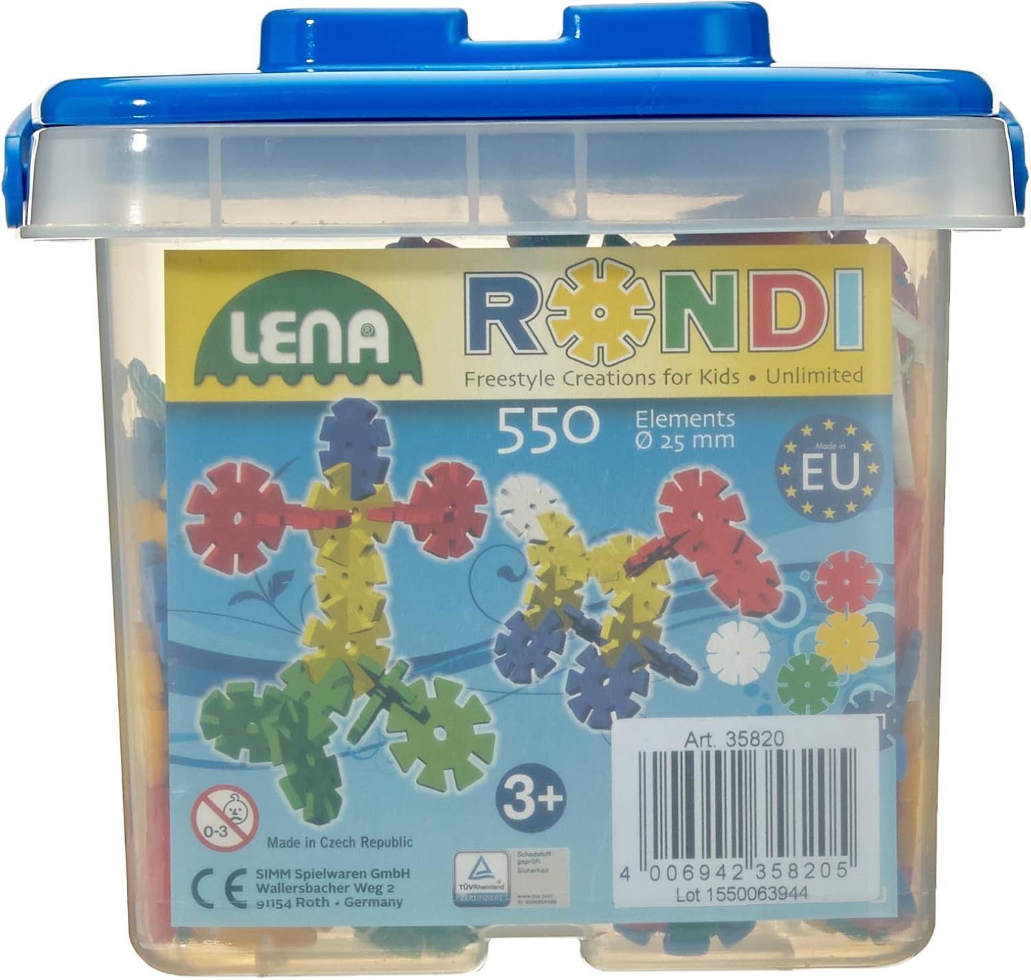 Thumbnail 1 de Jeu de construction Lena Rondi 25 (25 mm) en seau, 550 pièces à emboîter pour enfants