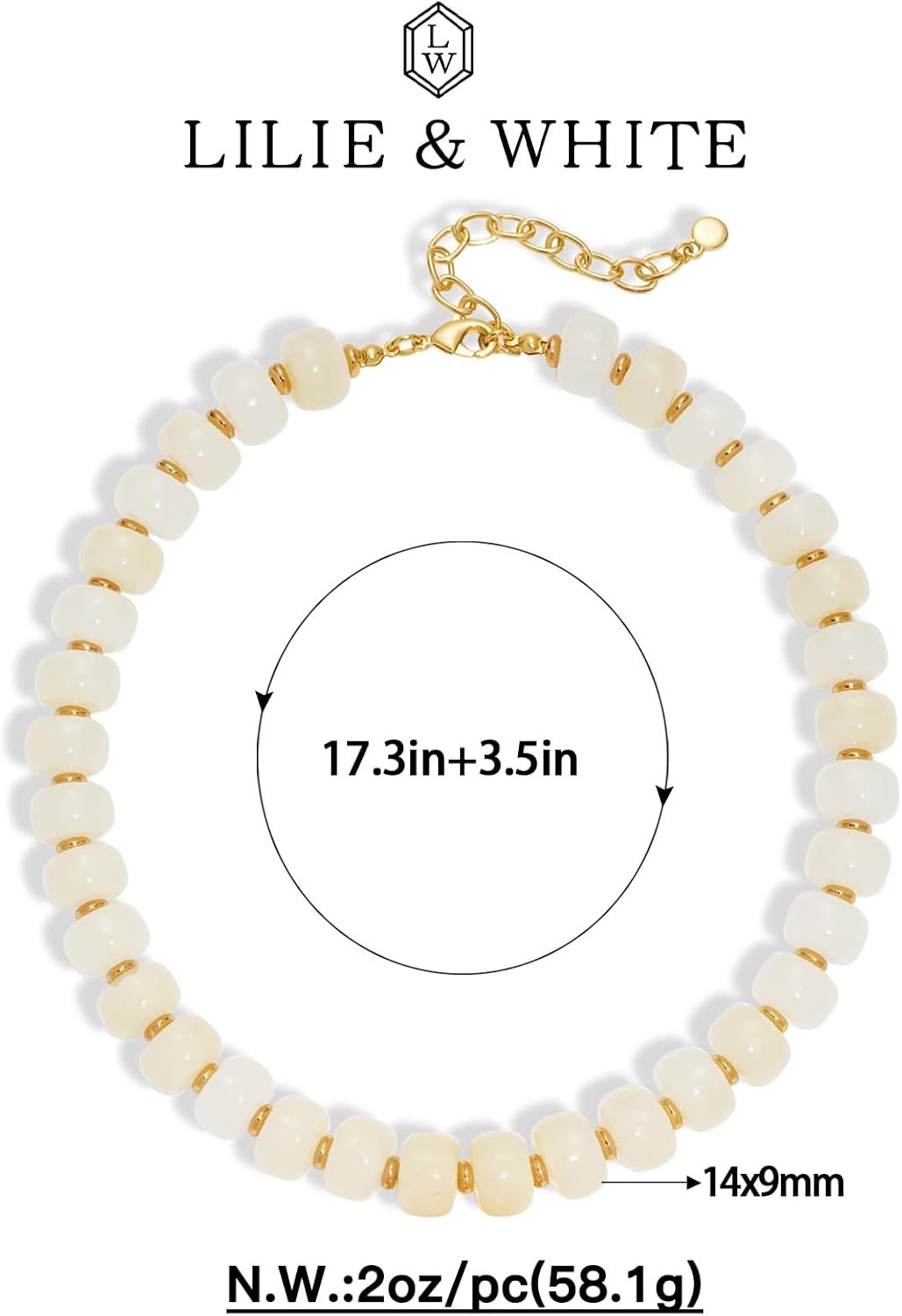 Detalle 2 de LILIE&WHITE Resin Chunky Beaded Necklace for Women – Boho Minimalist Statement Jewelry