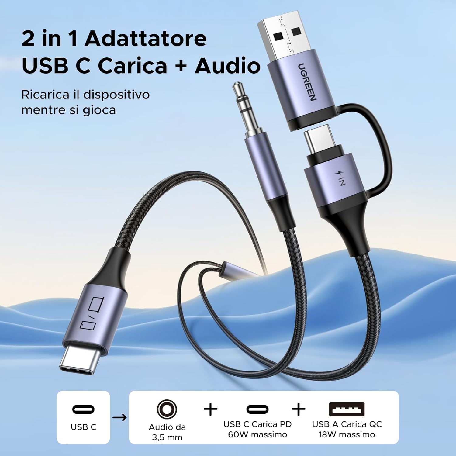 Detalle 2 de UGREEN Cavo USB-C Jack 3,5 mm 1,5M