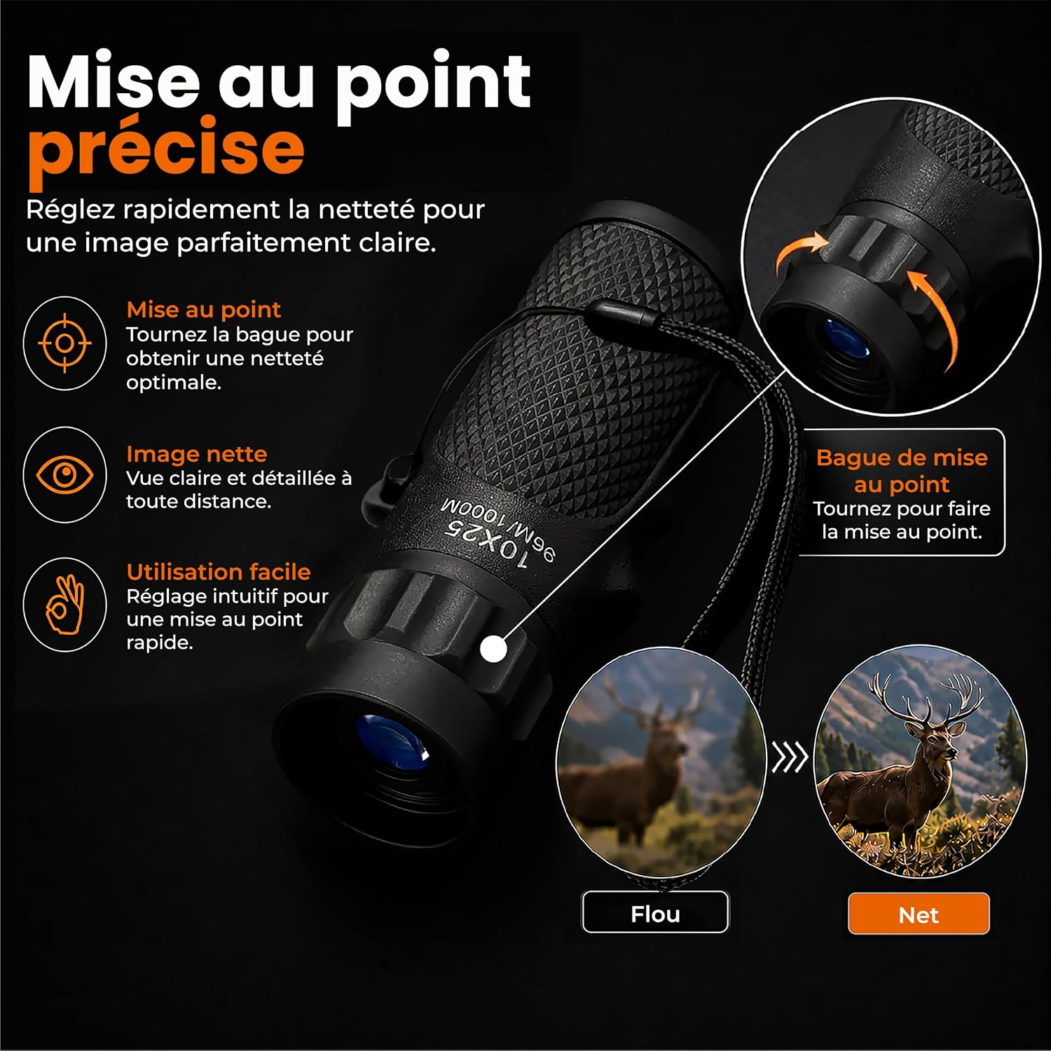 Detalle de Monoculaire Technaxx TX-176 10x25 compact pour la randonnée, l’observation et les voyages