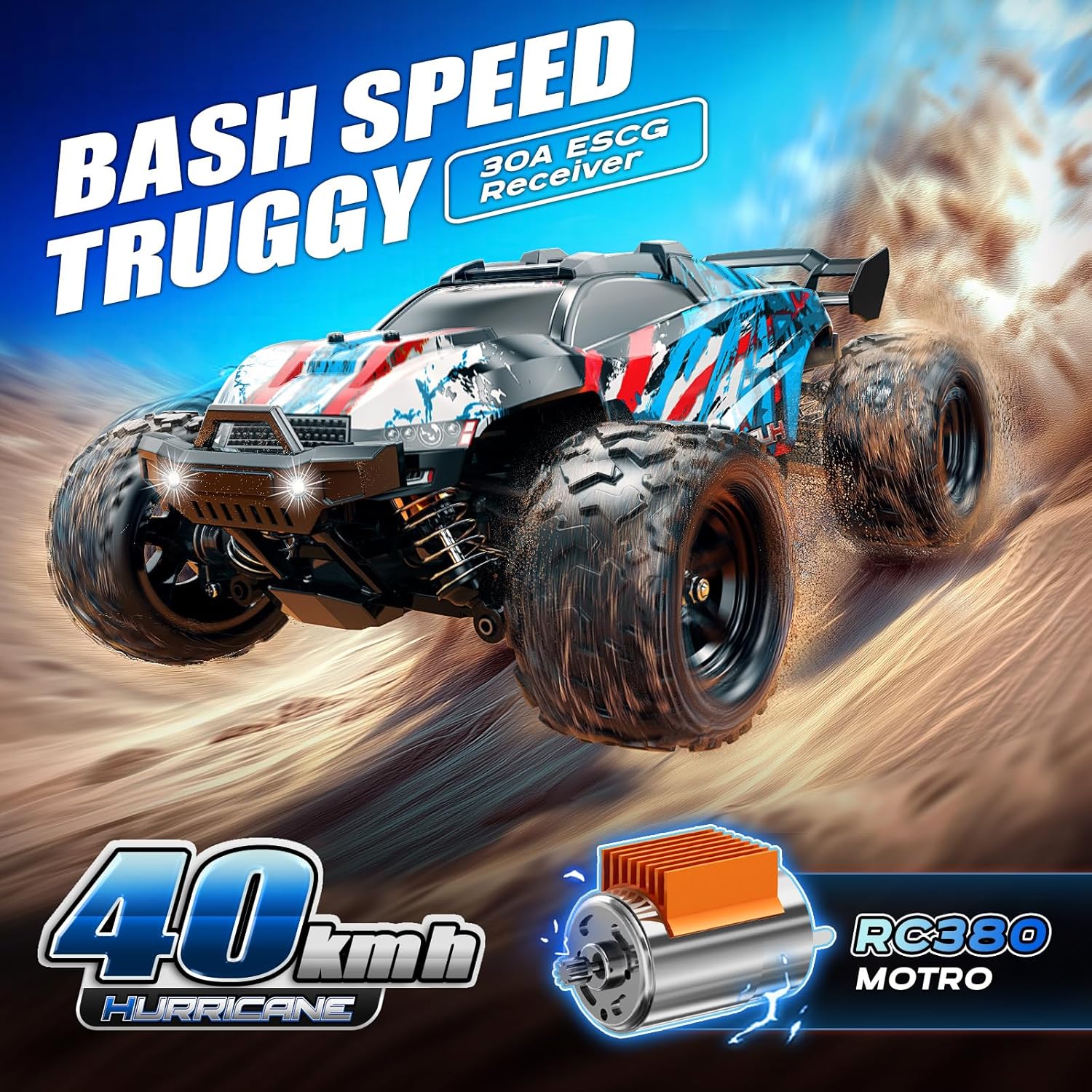 Detalle de Macchina telecomandata 1:18 4WD RC fuoristrada fino a 40 km/h, compatta per esterni (2 batterie incluse)