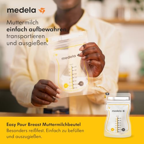 Detalle de Medela Easy Pour Einweg-Muttermilchbeutel 210 ml – auslaufsicher, BPA-frei, 100er Pack