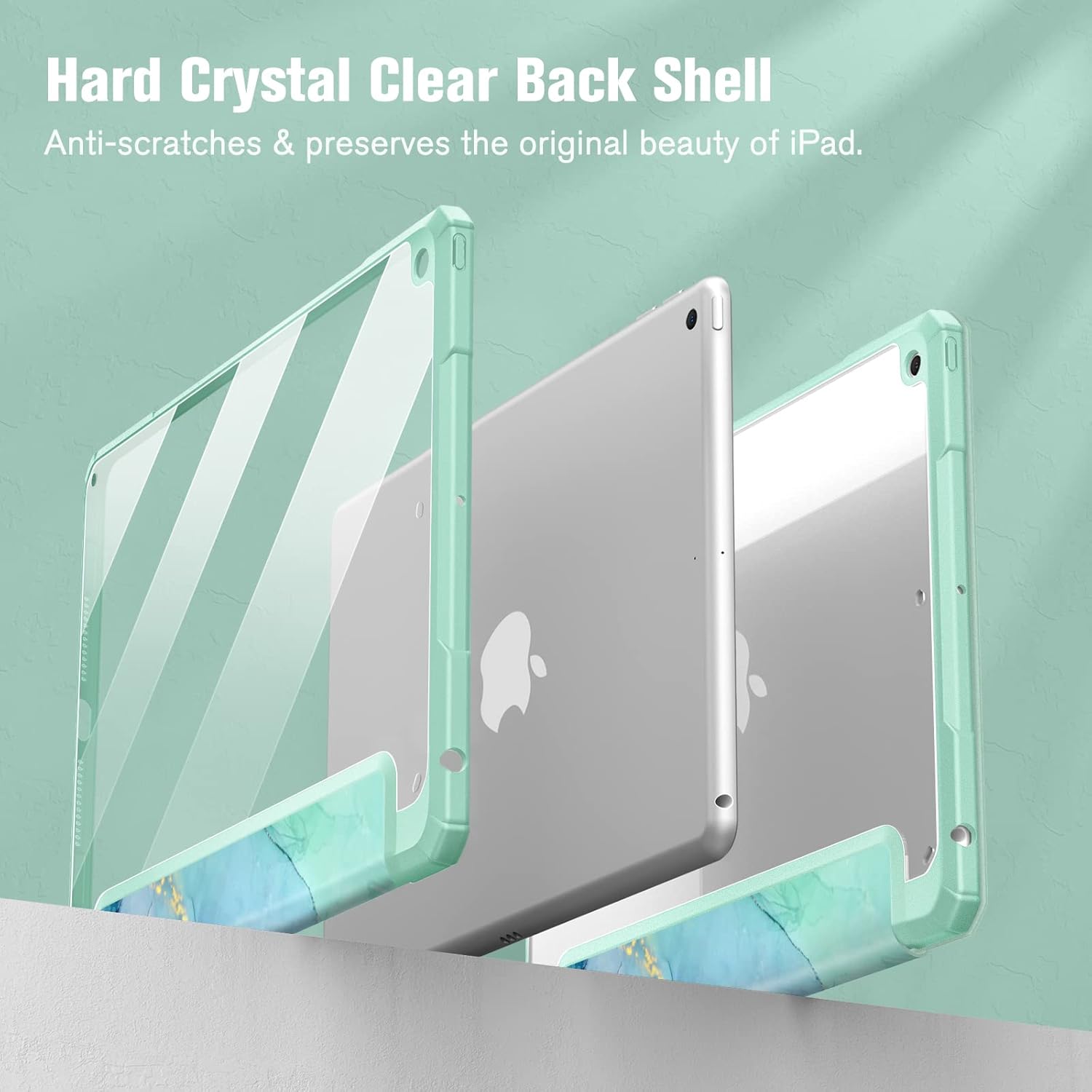 Detalle de Fintie Hybrid Hülle für iPad 10,2 Zoll der 7.–9. Generation (2019–2021) mit Stifthalter, transparente Rückseite und Magnet-Sleep-Wake