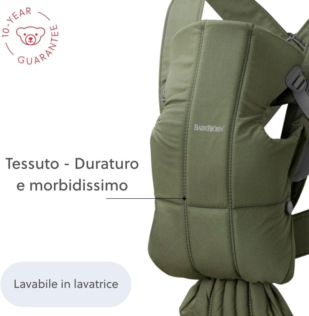 Thumbnail 5 de BabyBjörn Marsupio Mini in tessuto verde scuro: per neonati e fino a 0-12 mesi