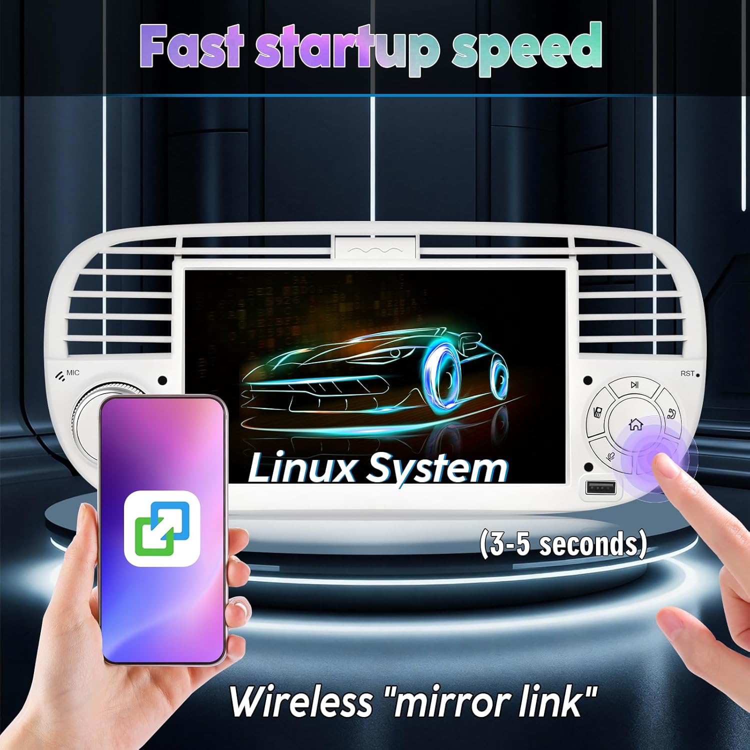Thumbnail 2 de Autoradio Fiat 500 7 pollici CarPlay